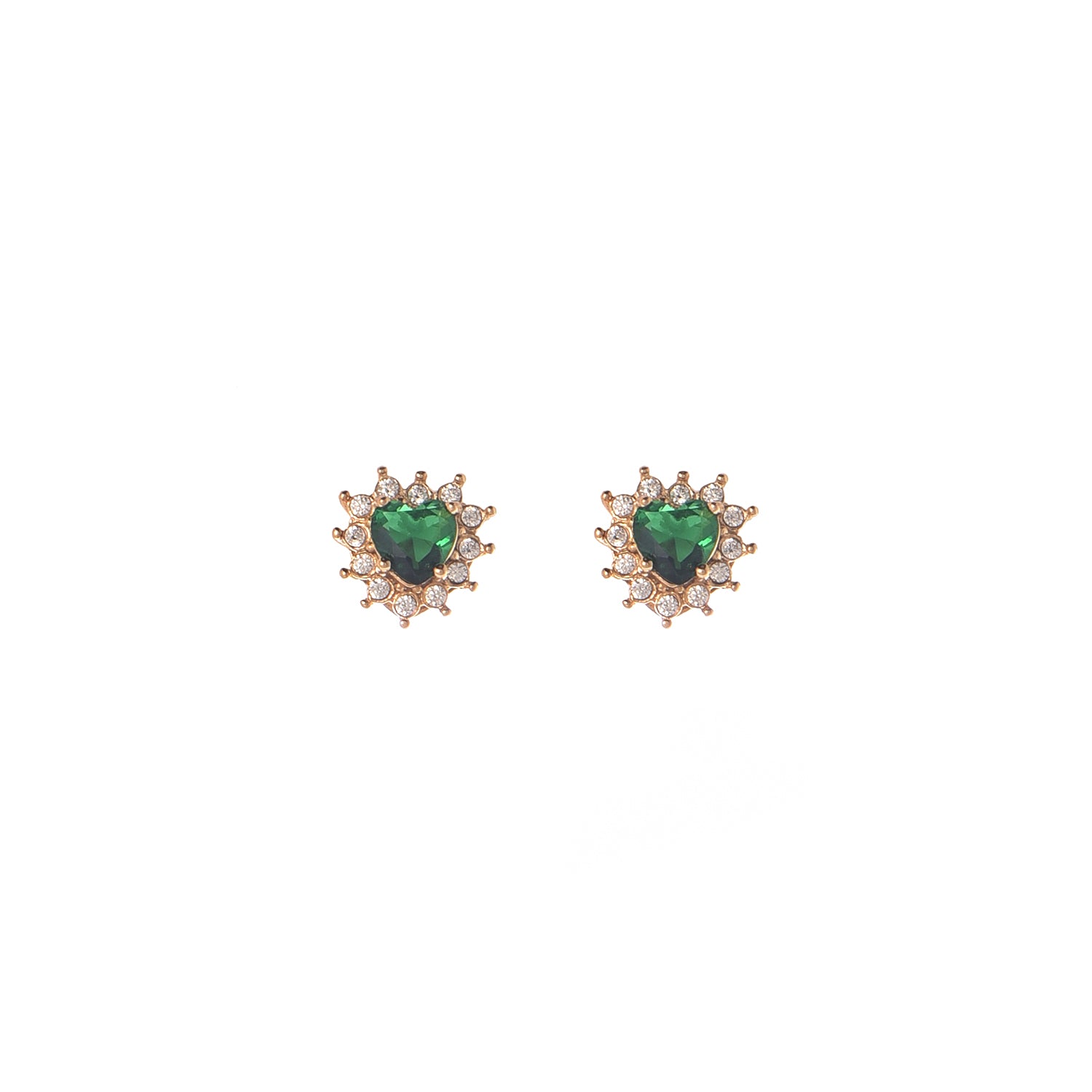 Pendientes Oro Zuri Corazón Verde