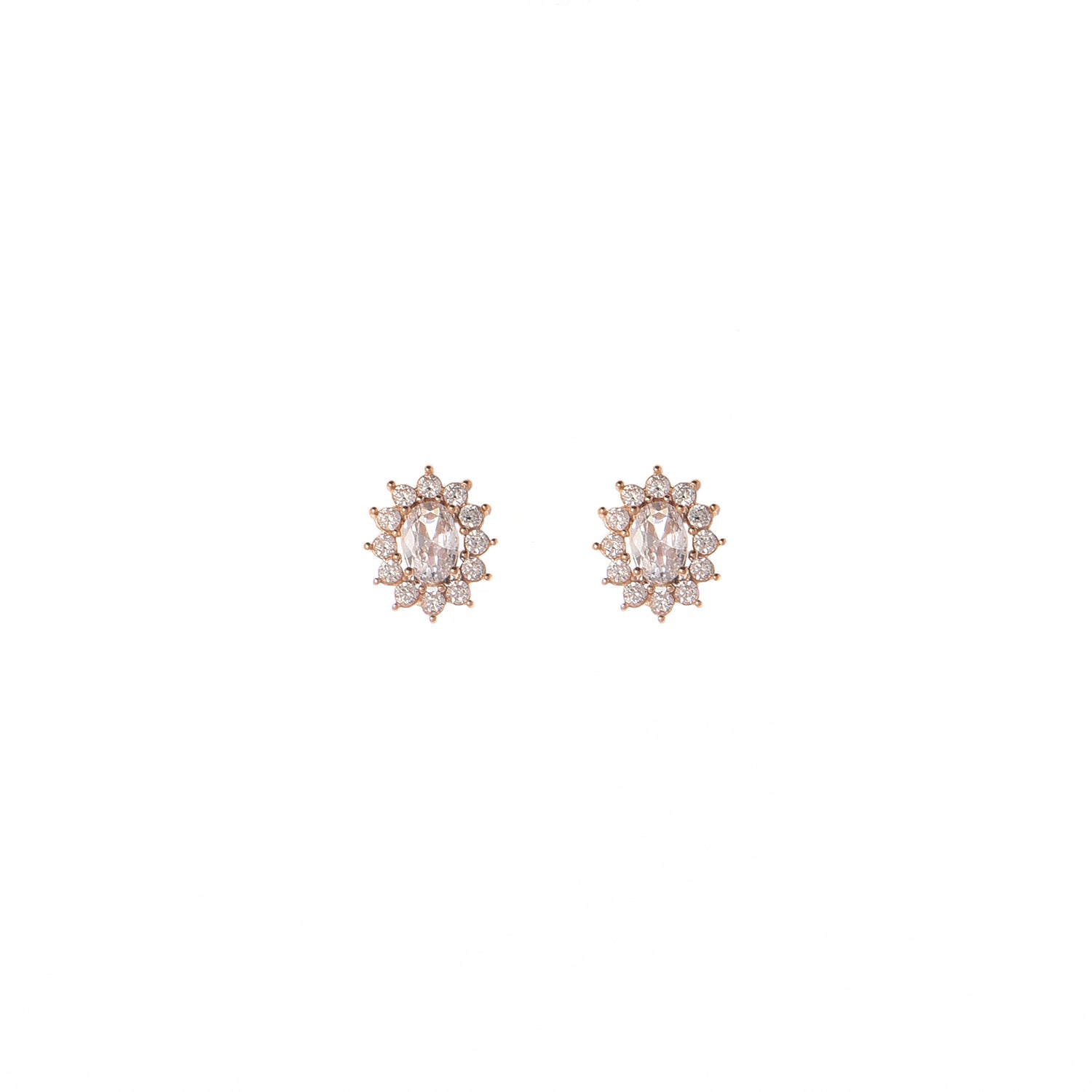 Gold Bria White Stone Earrings