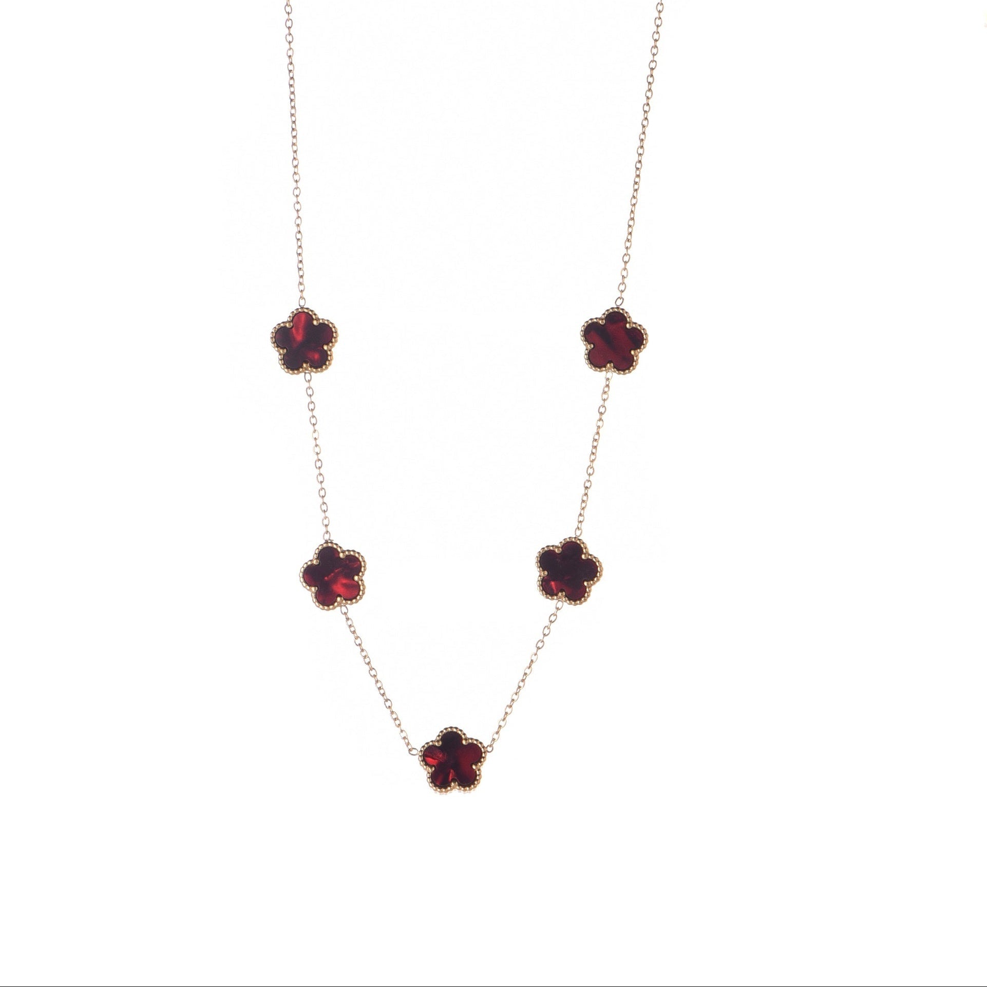 Collar Trébol de Rubí y Oro