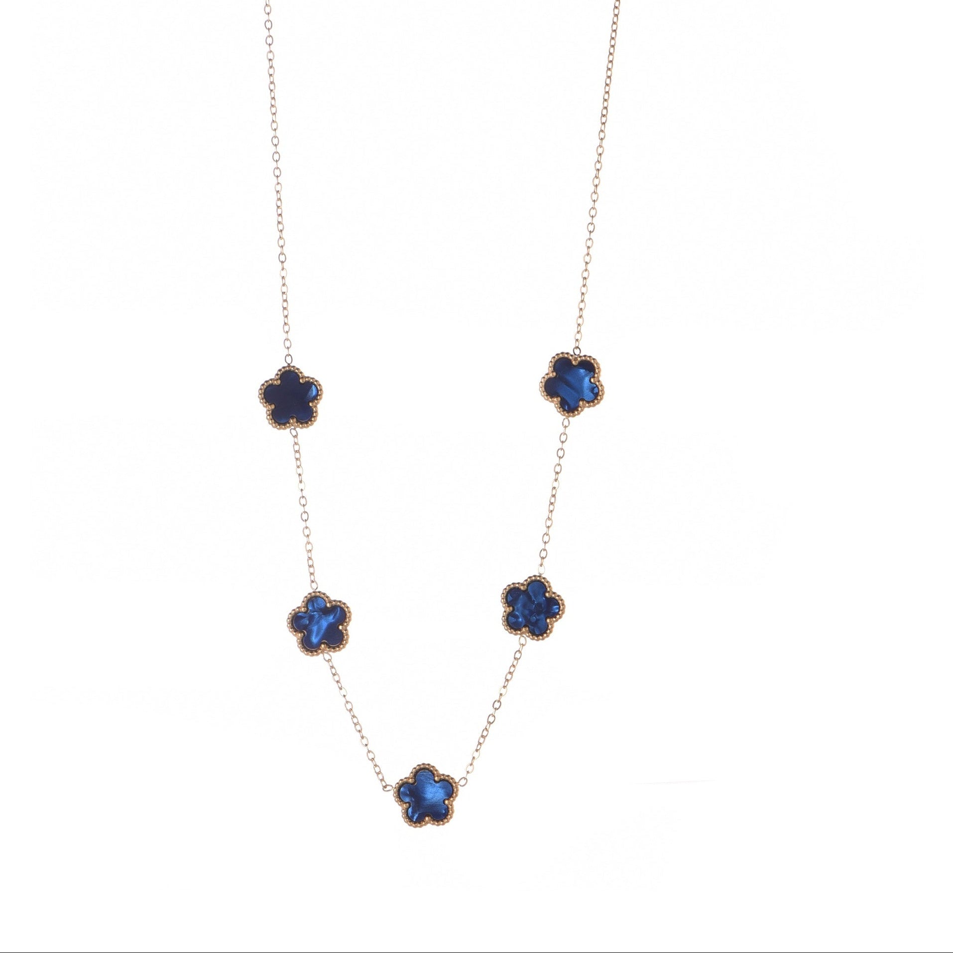 Collar Trébol Azul Dorado