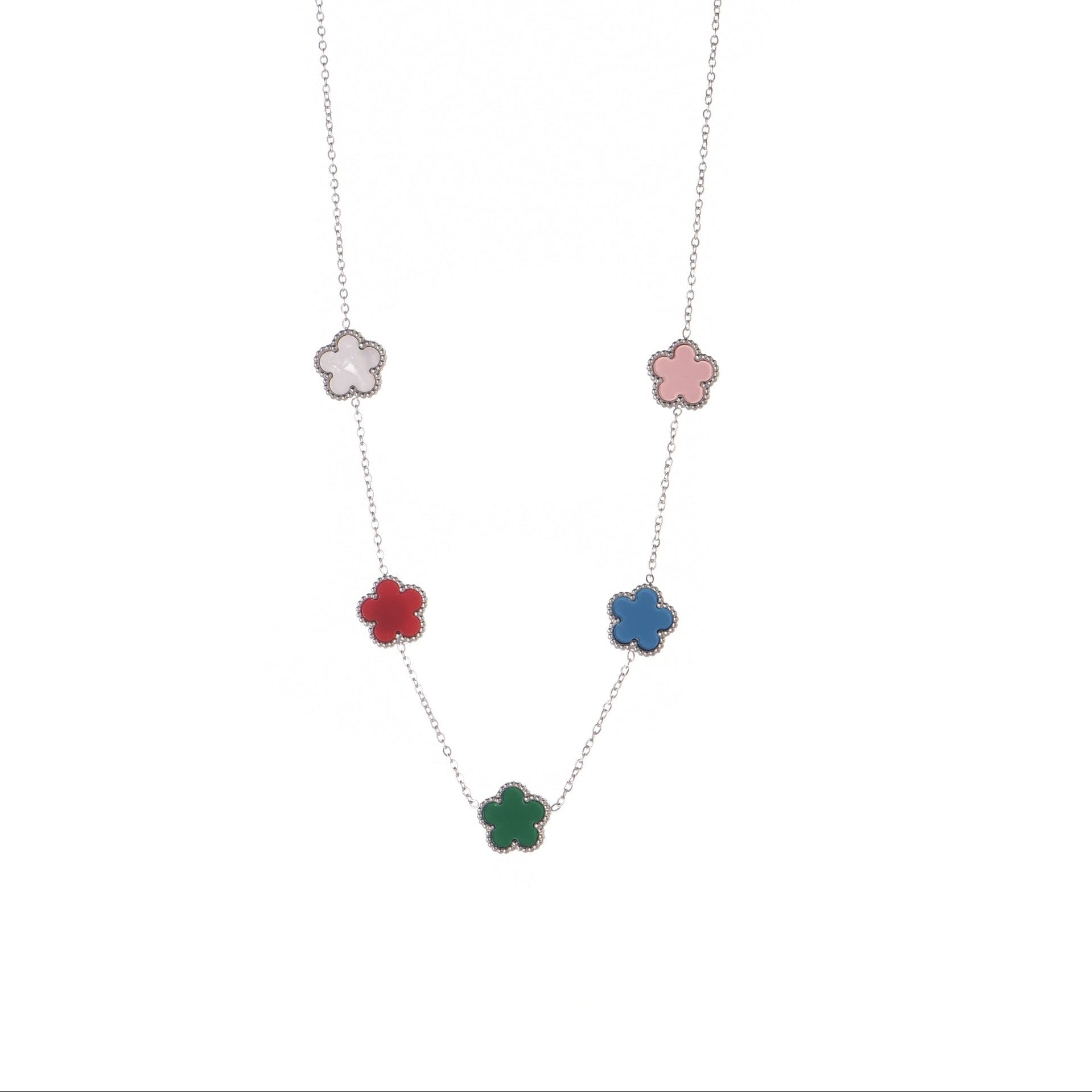 Multicolored Four-Leaf Clover Necklace
