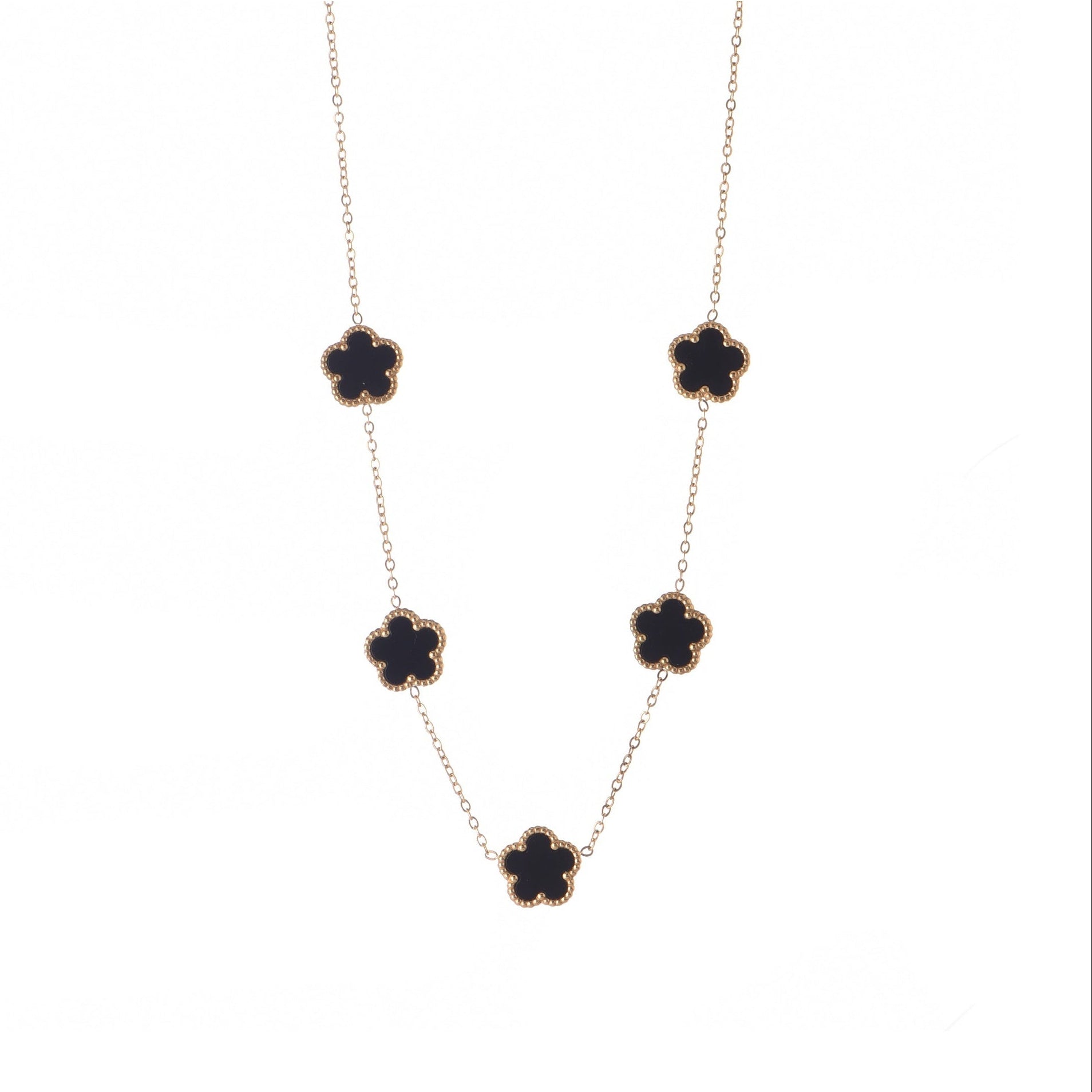 Collar Trébol de Cuatro Hojas Oro Negro