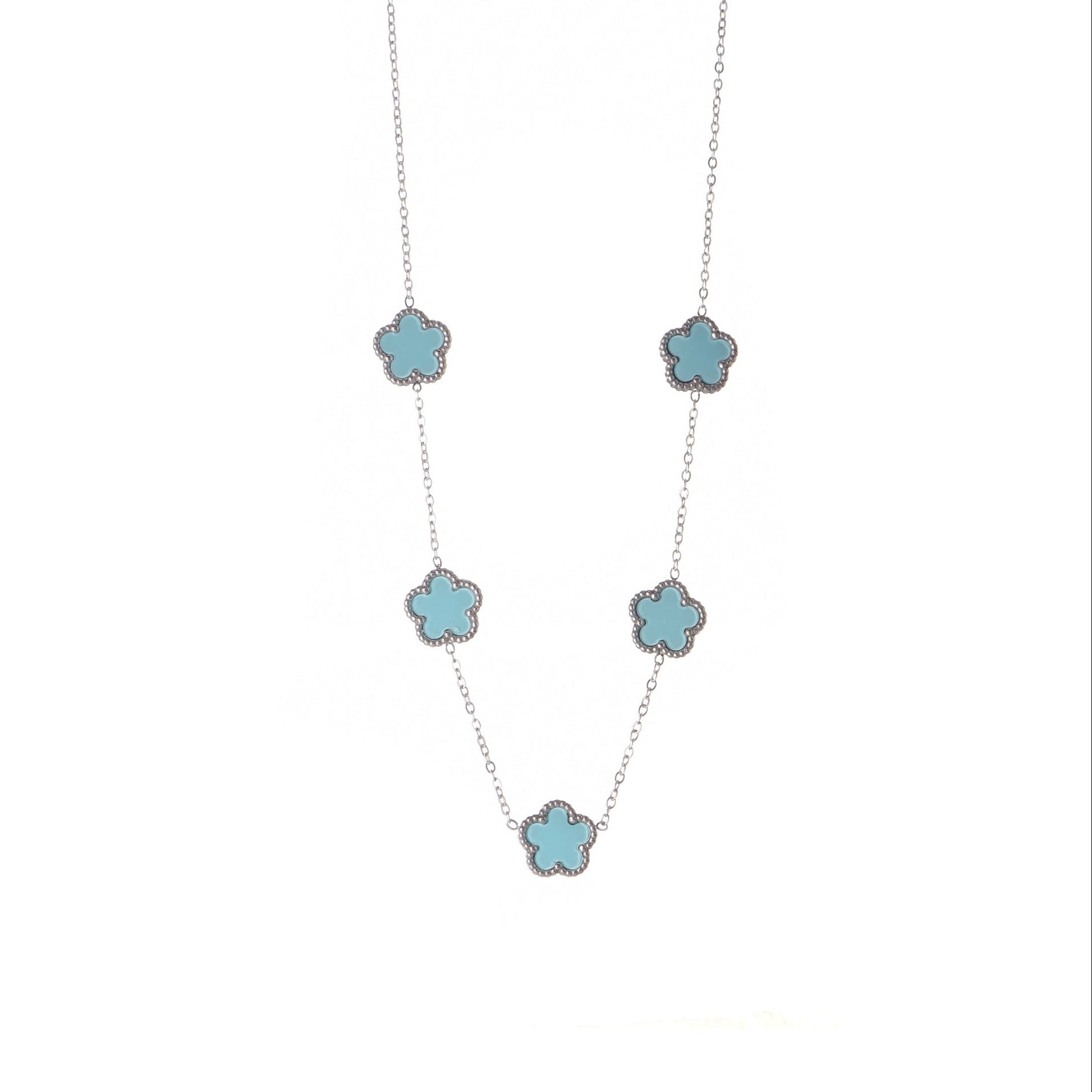 Collar Trébol de Plata Turquesa