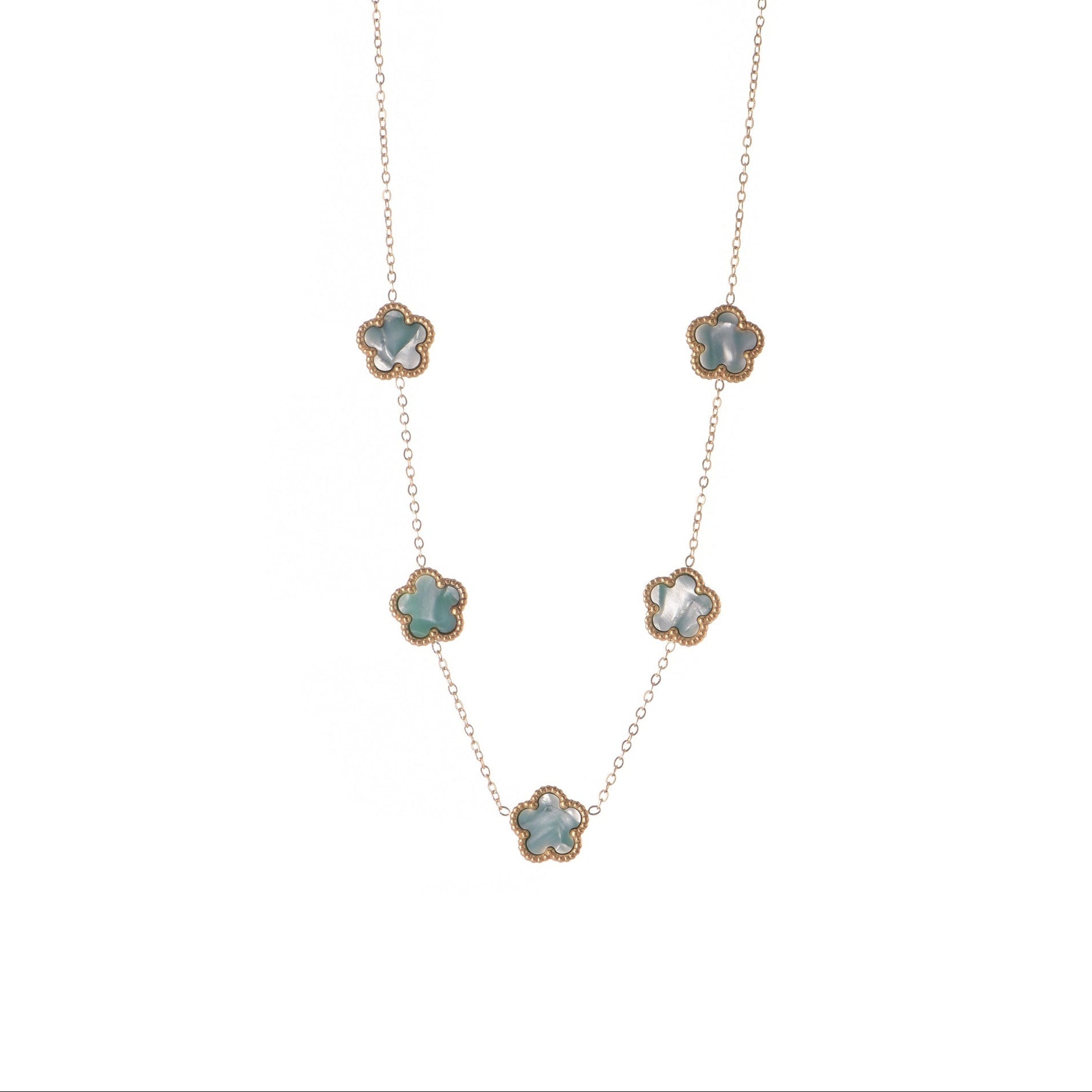 Collar Trébol de Agua Perlado Verde