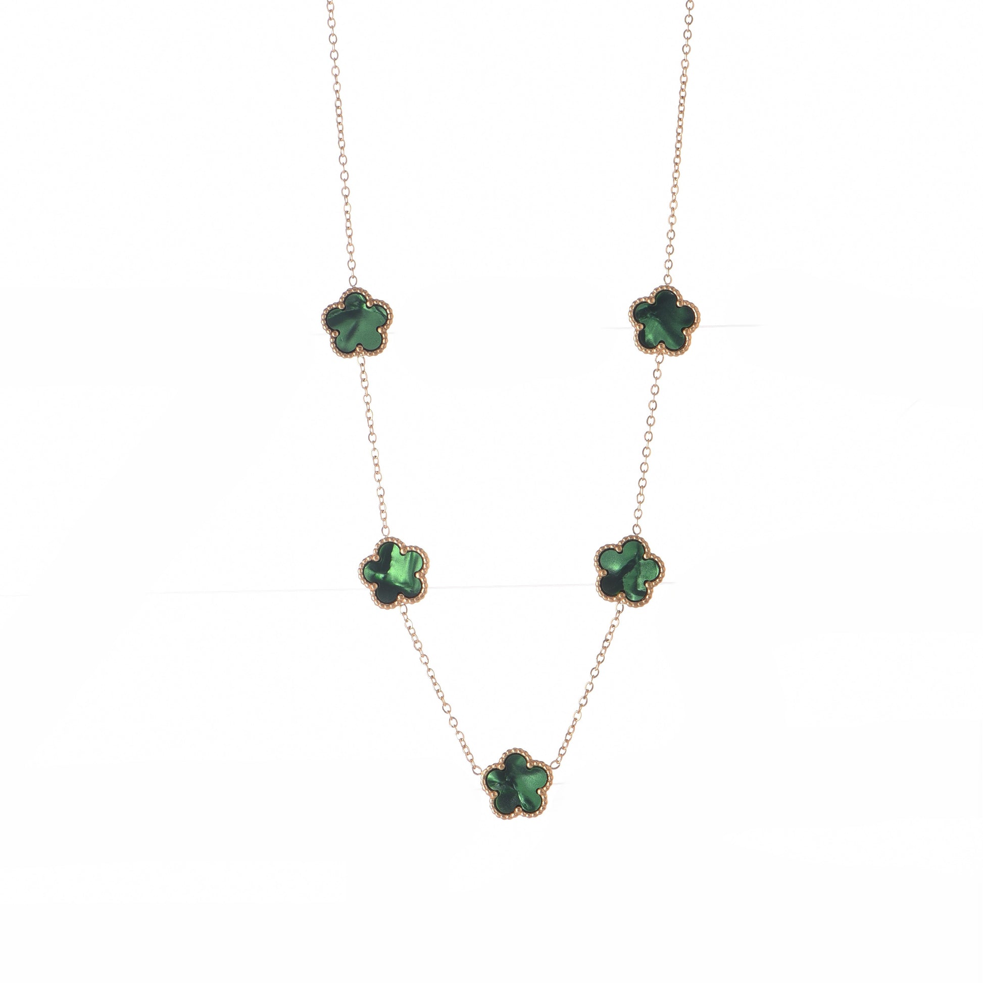 Four-Leaf Clover Necklace Green Gold