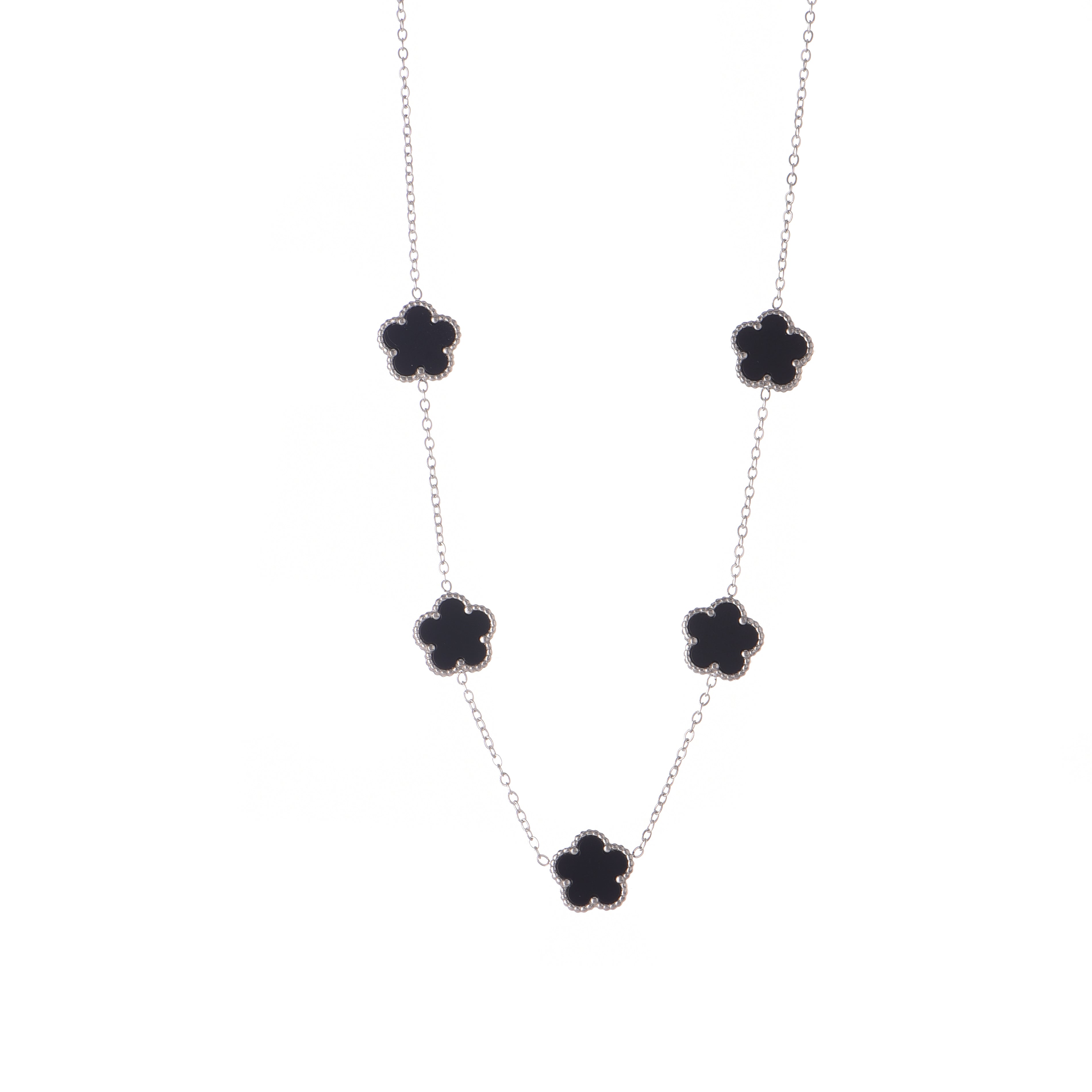 Collar Trébol de Plata Negro