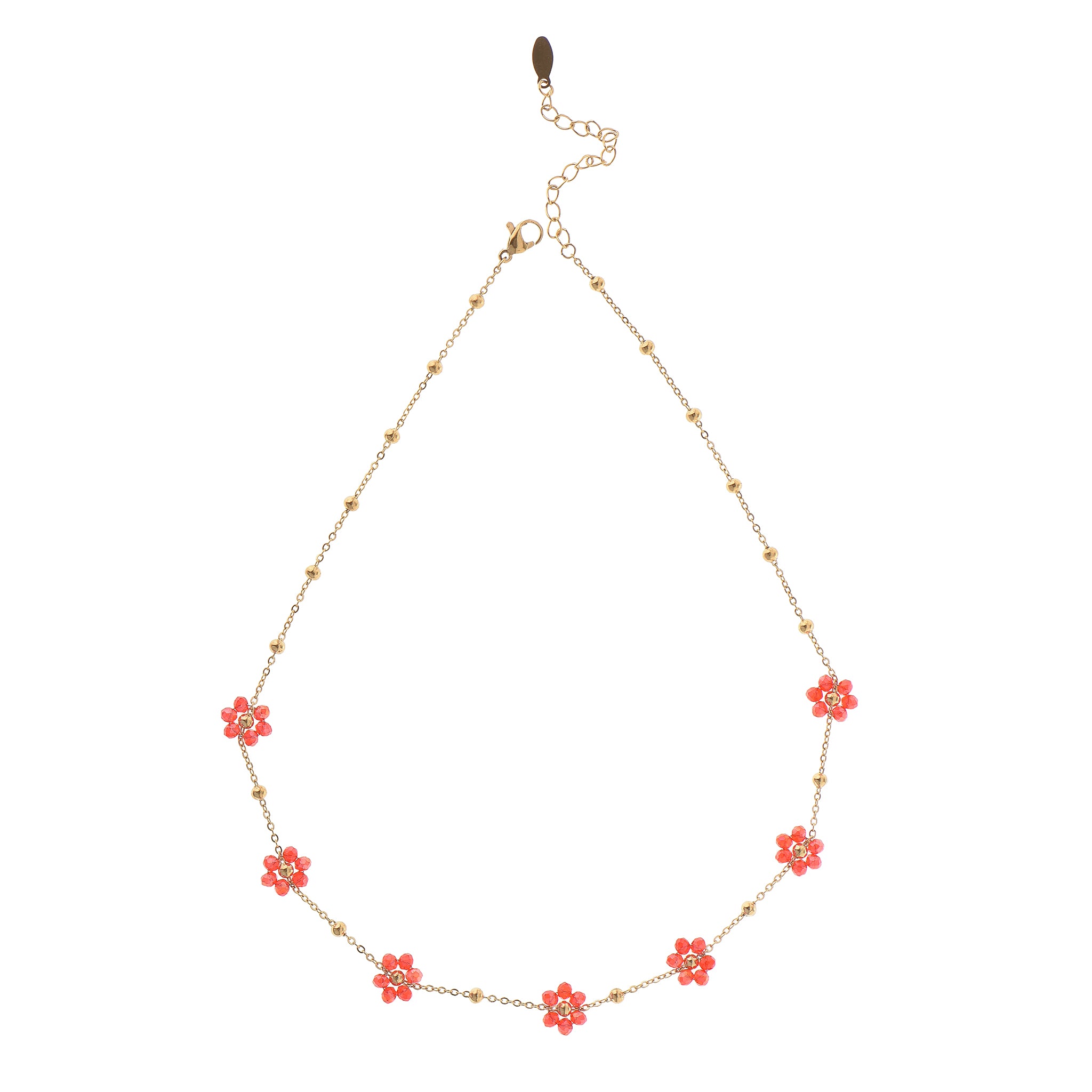 Collar ultraligero de flores rojas