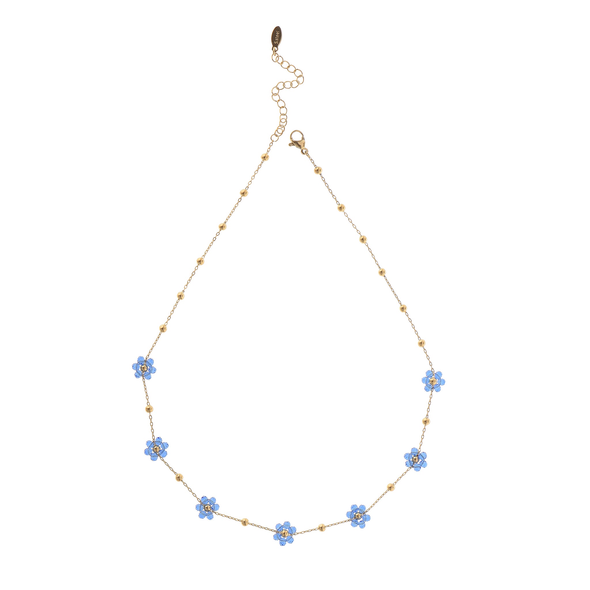 Collar de flores azules ultraligero