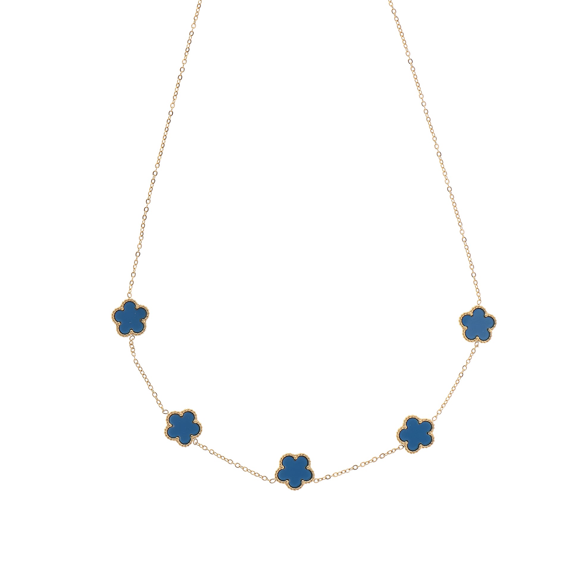 Goldkette Vierblättriges Kleeblatt Blau Navi
