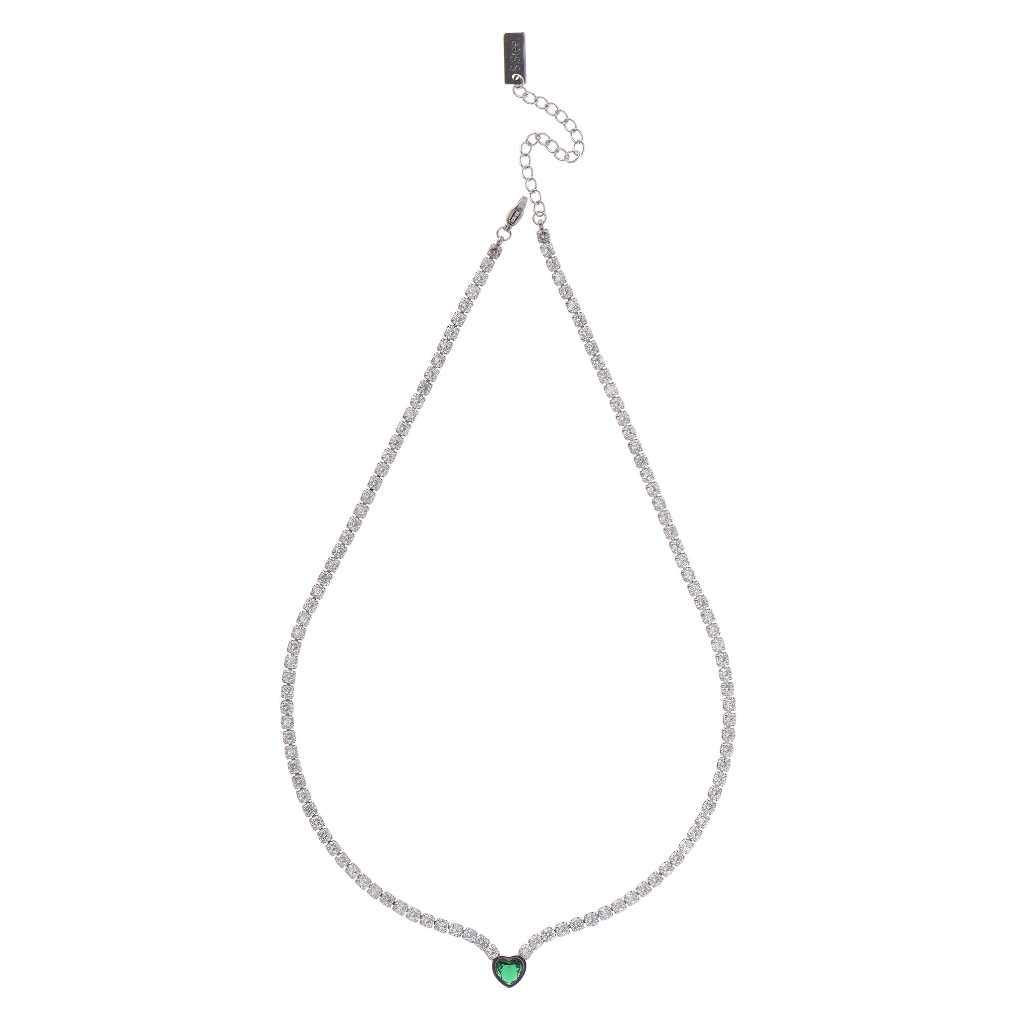 Collar Corazón Esmeralda de Plata