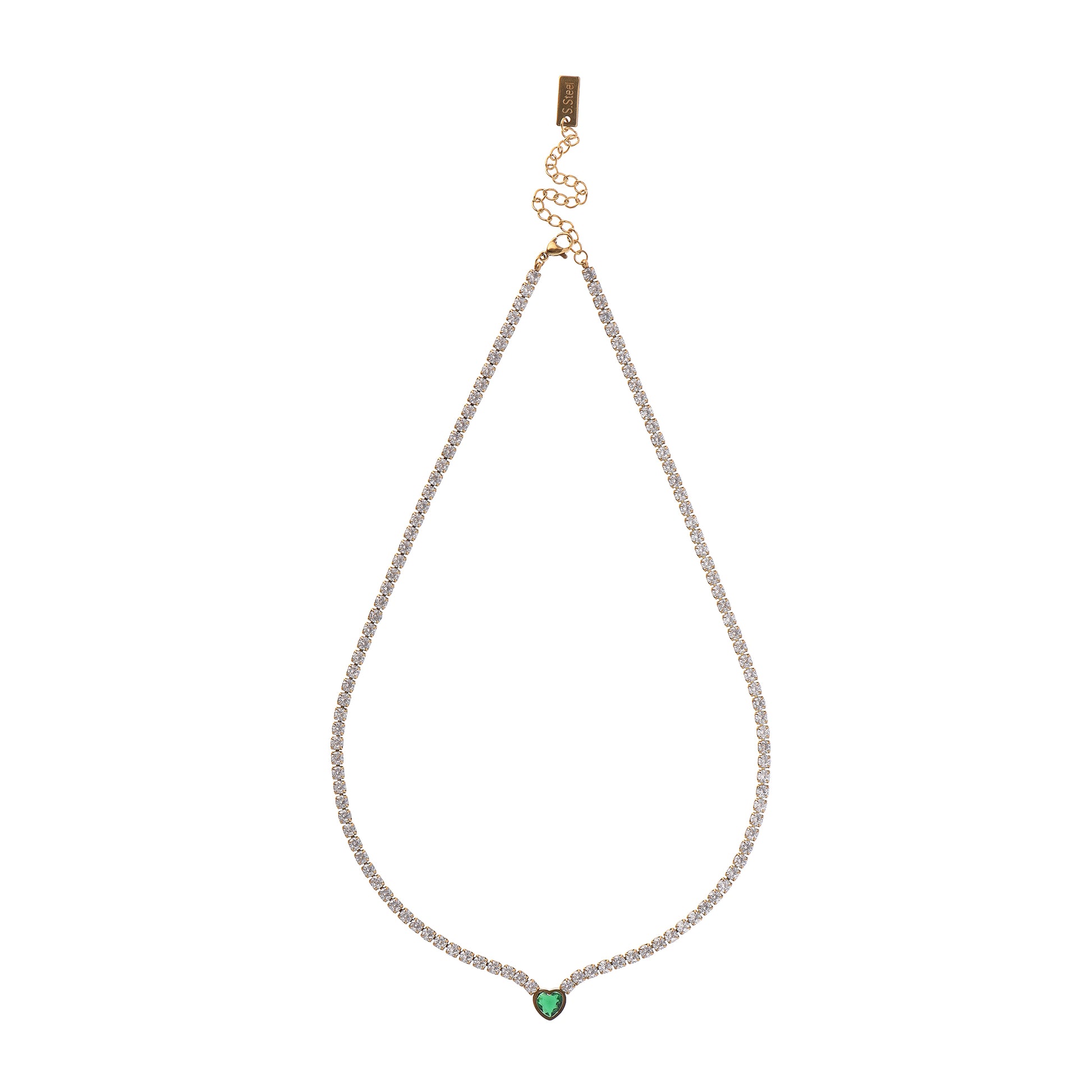 Halskette Gold Smaragd Herz