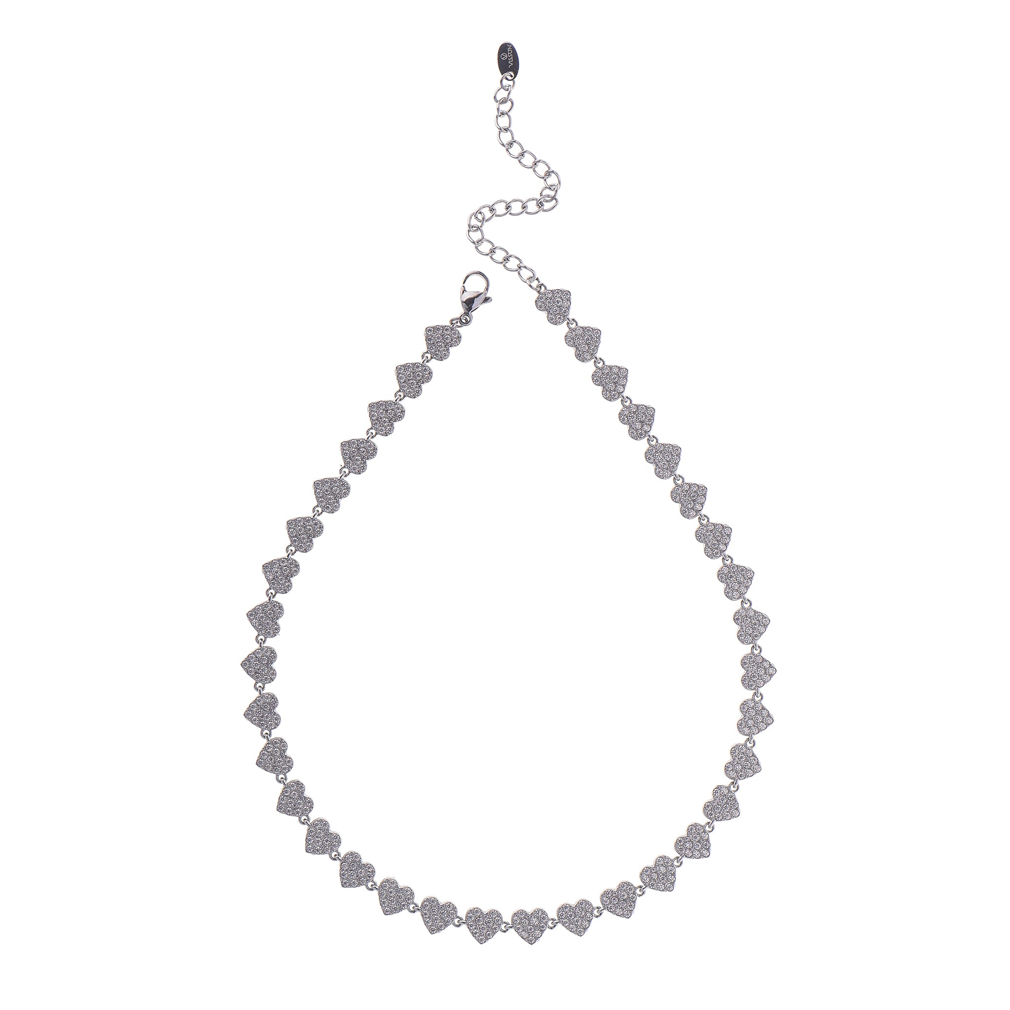 Collar Plata y Diamantes Corazones