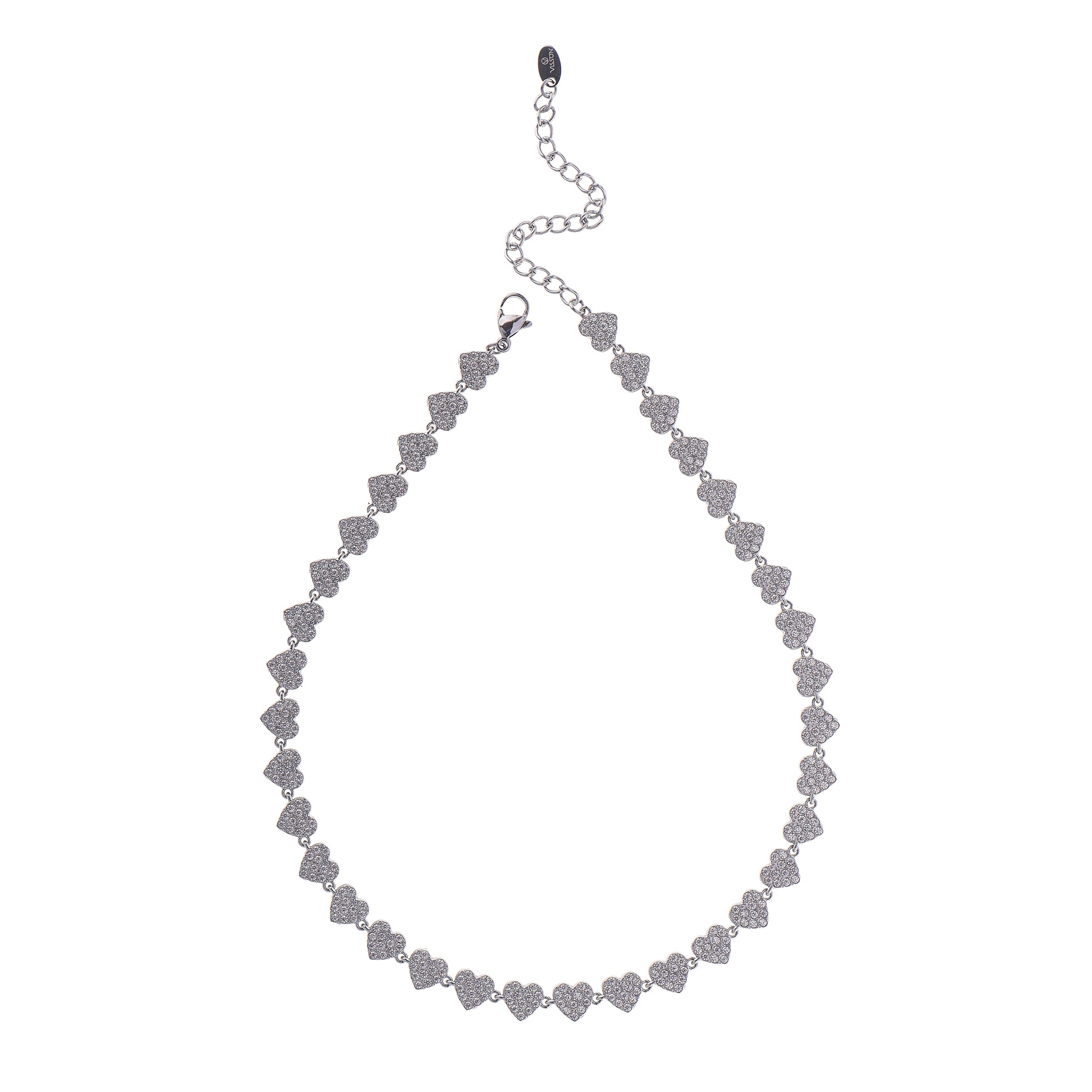 Collar Plata y Diamantes Corazones