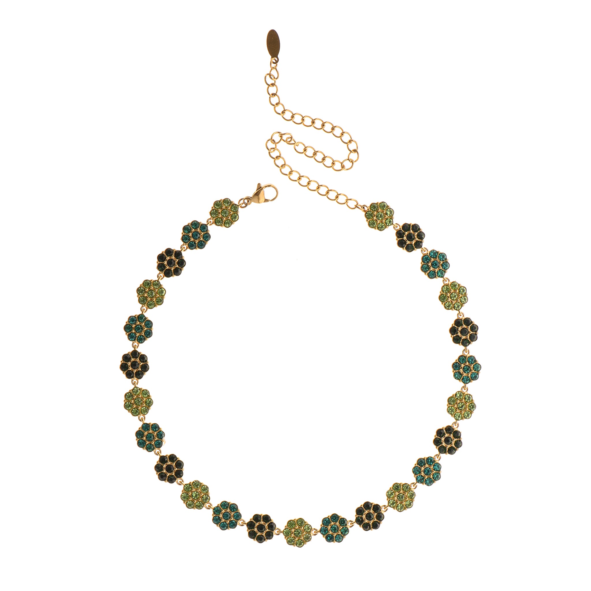 Collar Flores Doradas Verdes