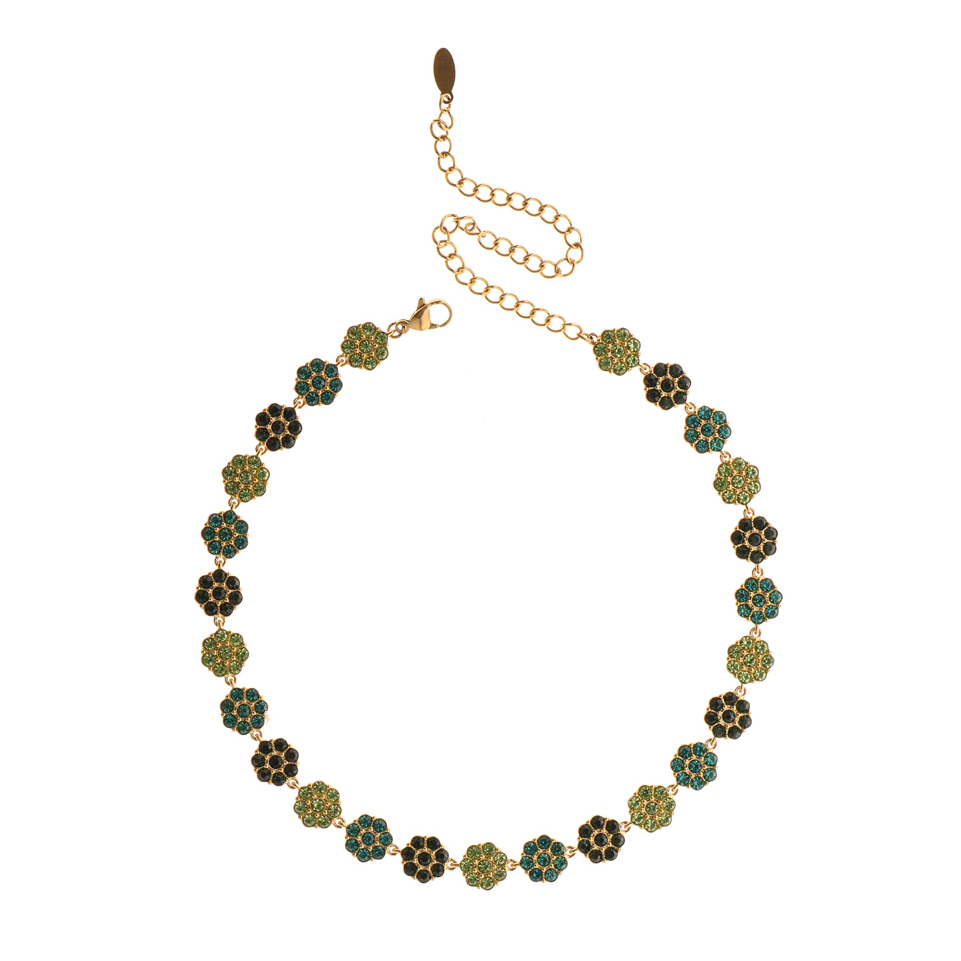 Collar Flores Doradas Verdes