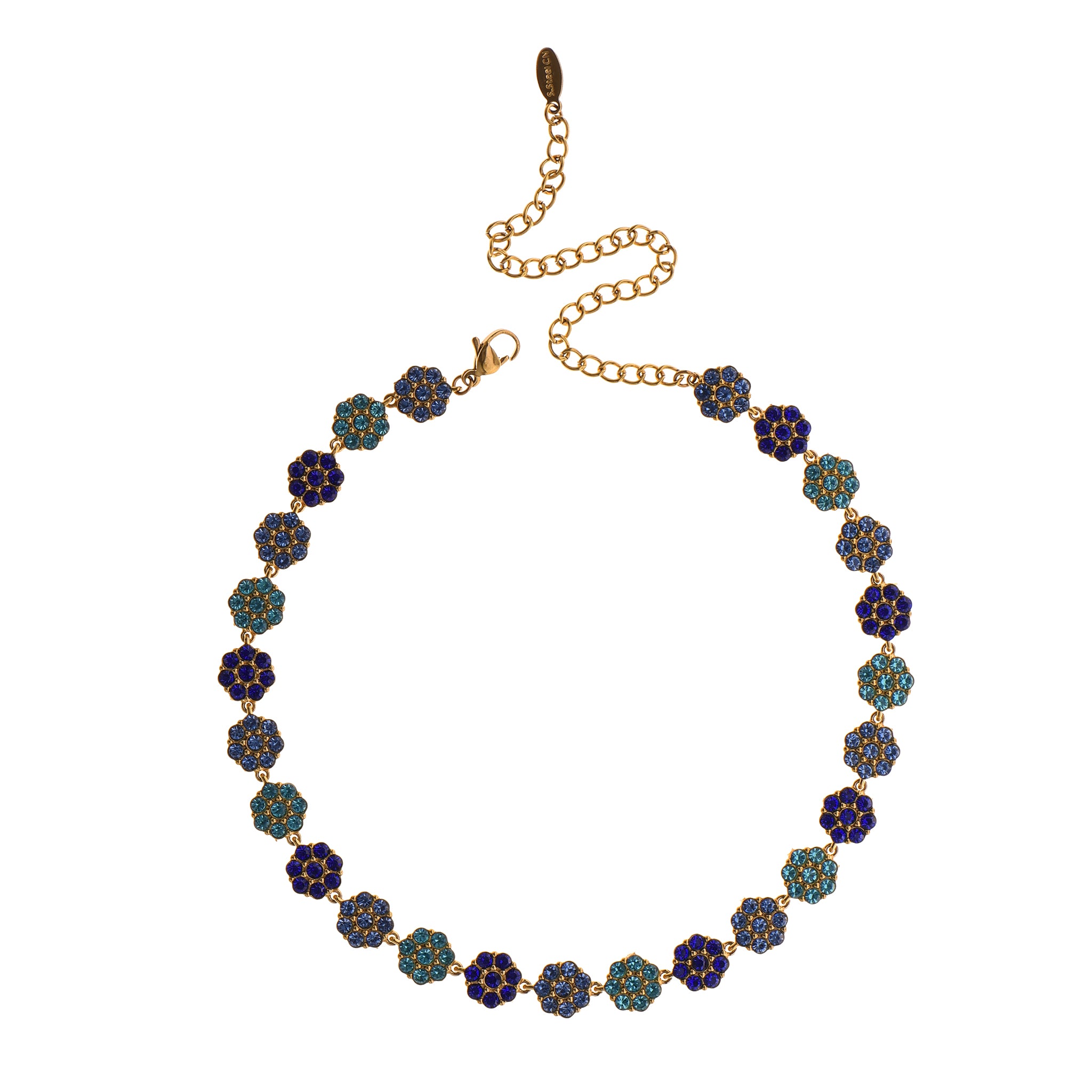 Collar Flores Doradas Azules