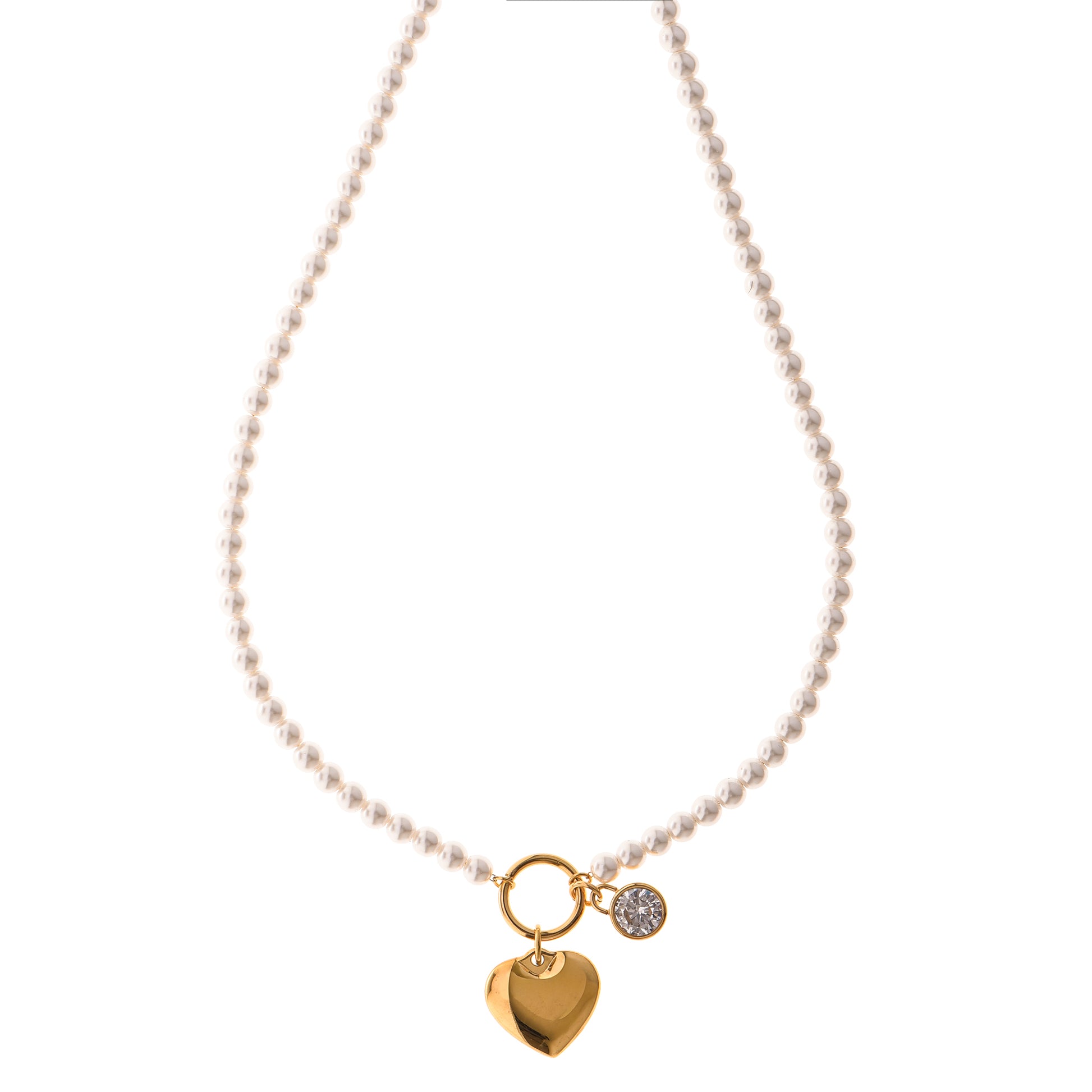 Golden Love Necklace & Pearl Strand