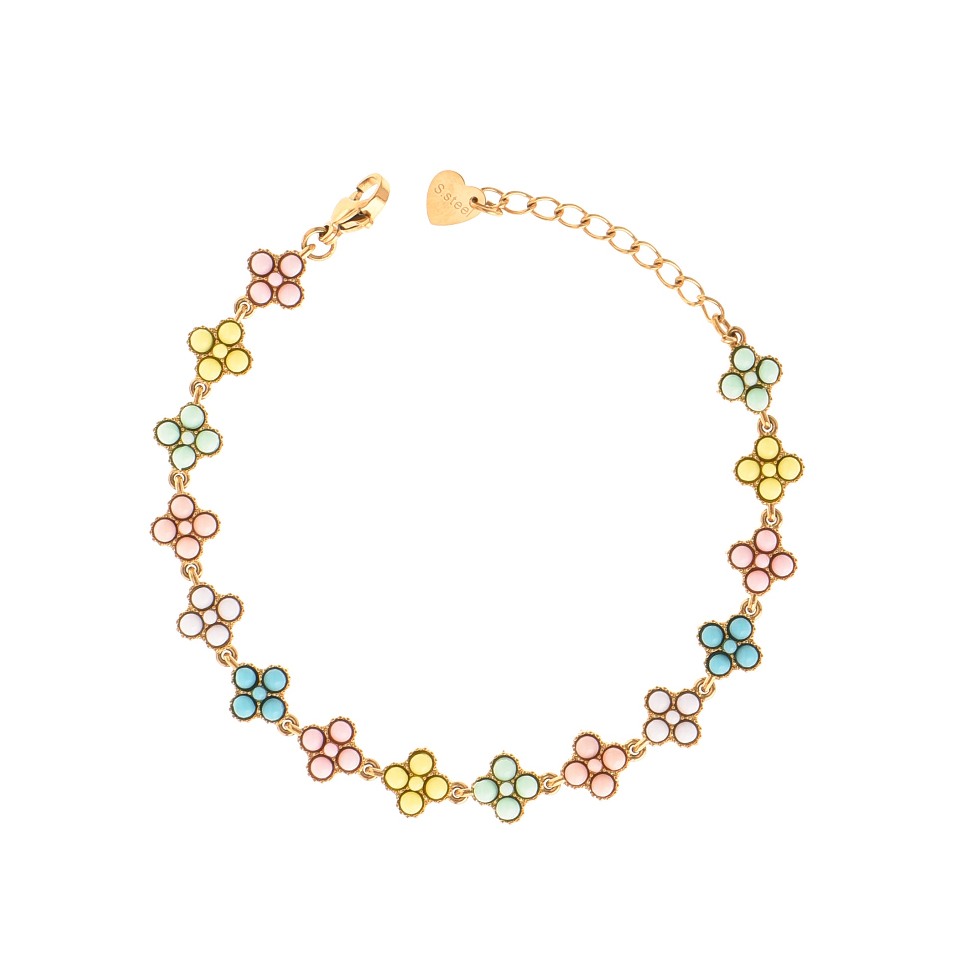 Pulsera Cadena Trébol Arcoíris