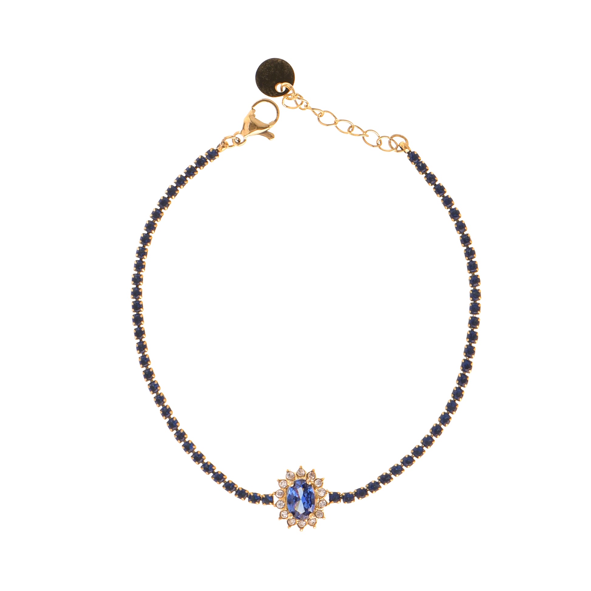 Bracciale Golden Majestic Blue Crystal Tennis