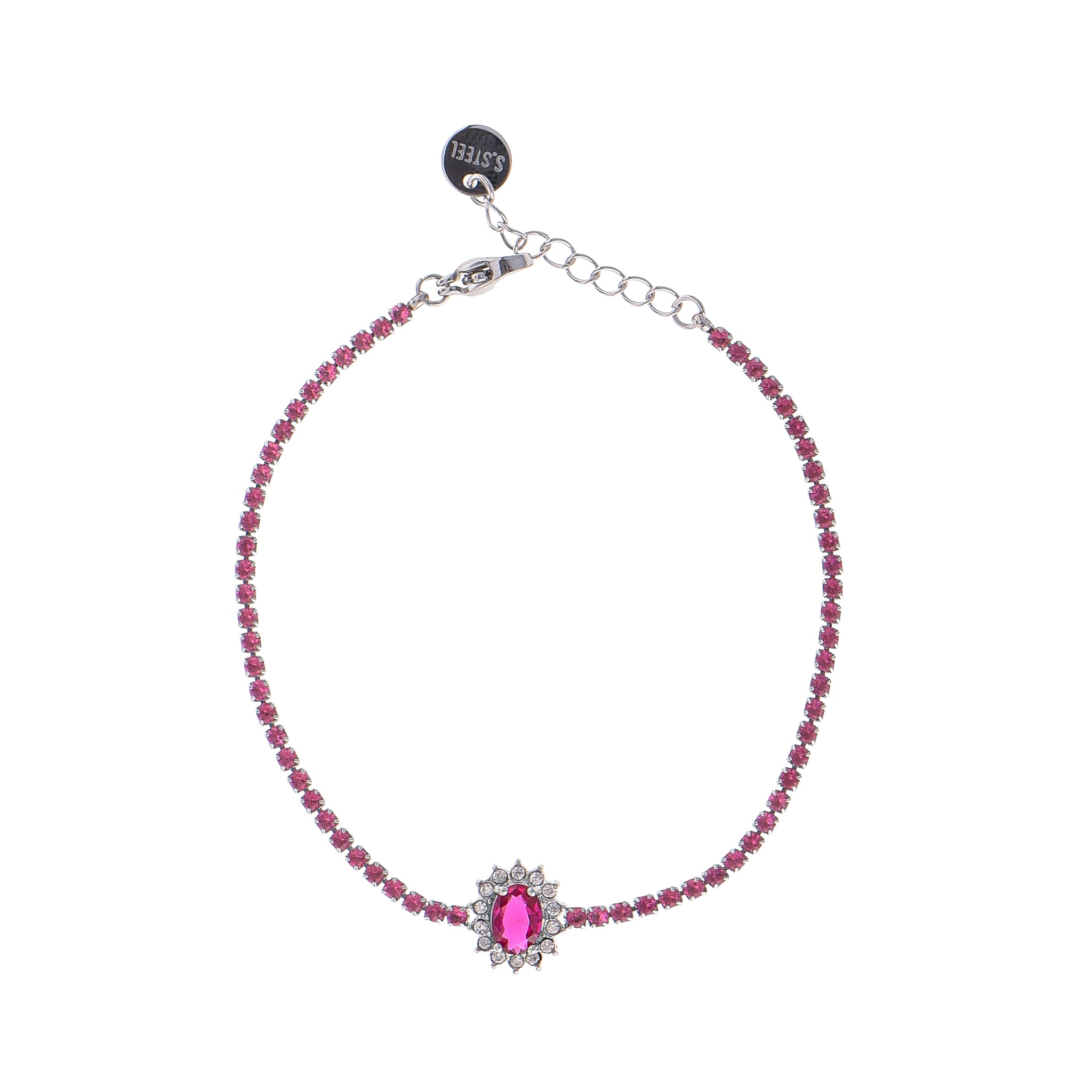 Bracciale Silver Majestic Pink Crystal Tennis