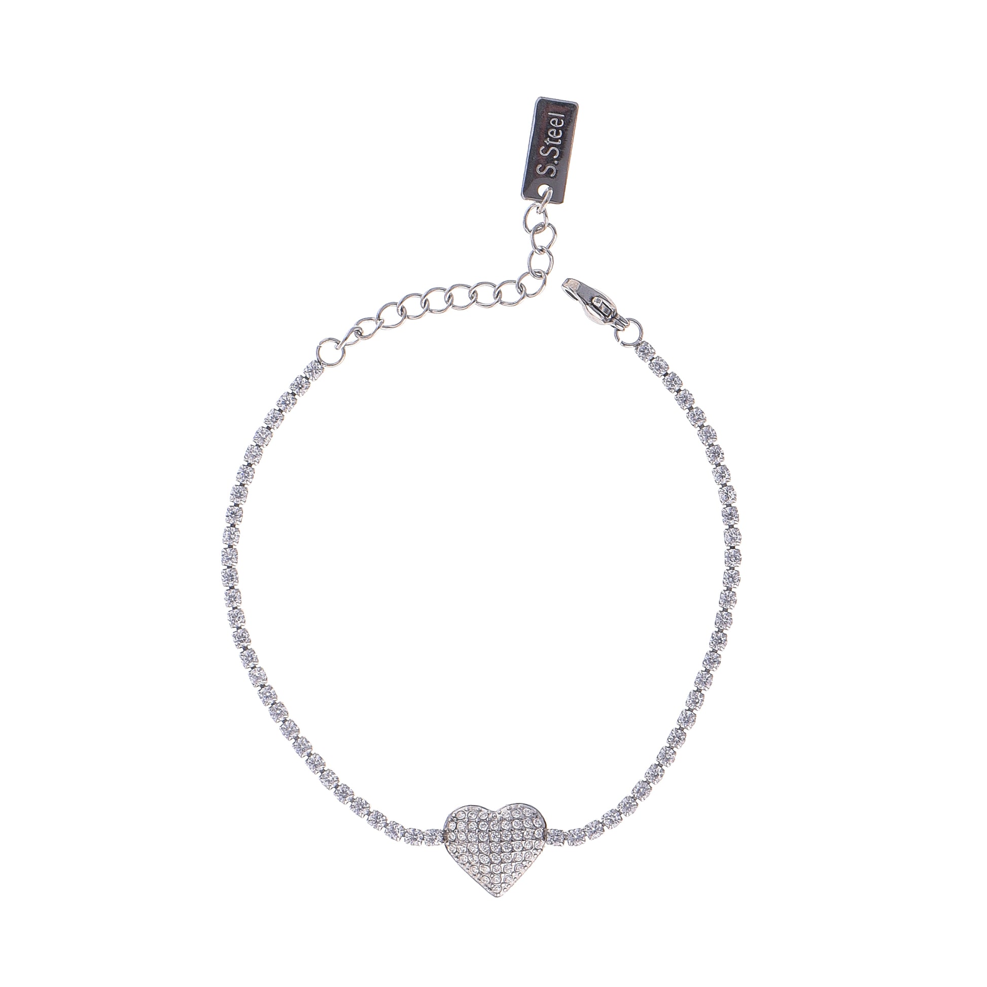 Pulsera romántica corazón plateado tenis