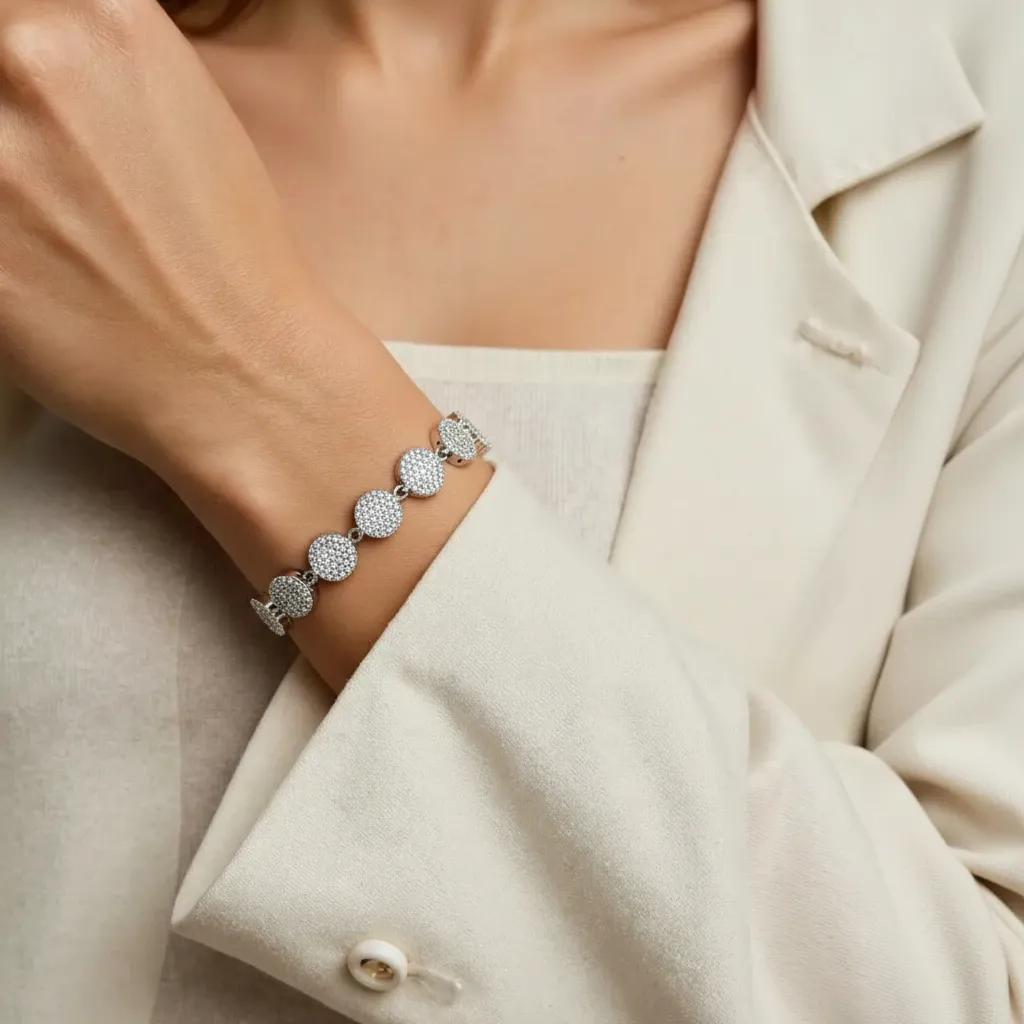 Bracciale Silver Pavé Circle Link