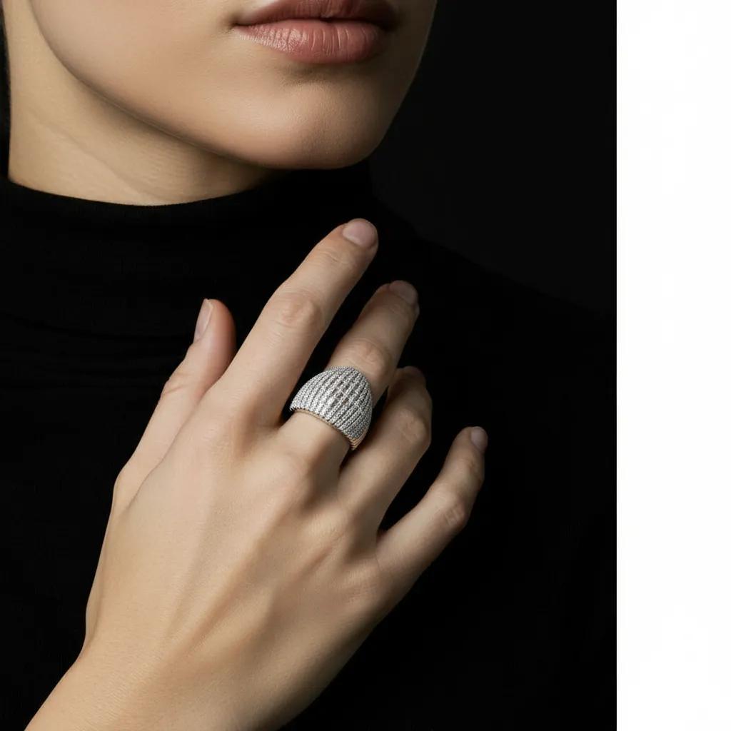 Anello Silber Gerippte Kuppel