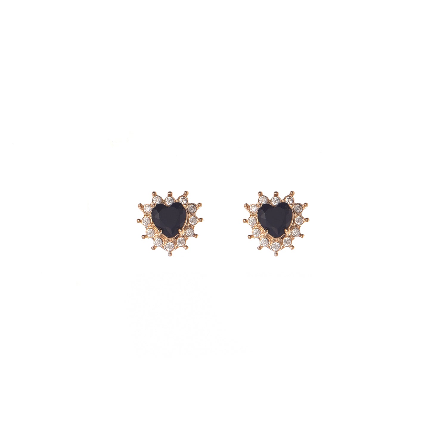 Pendientes Oro Zuri Corazón Negro