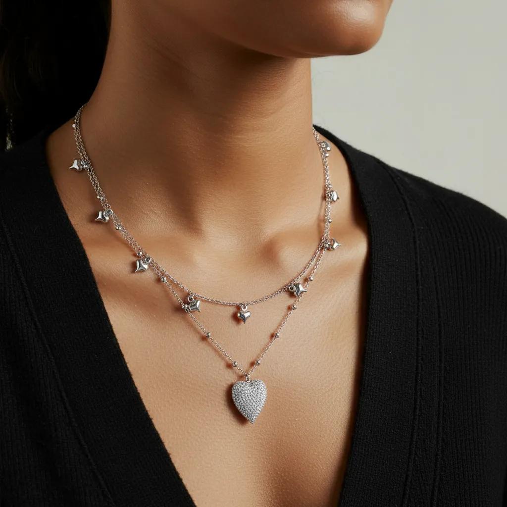 Collar Corazones de Plata