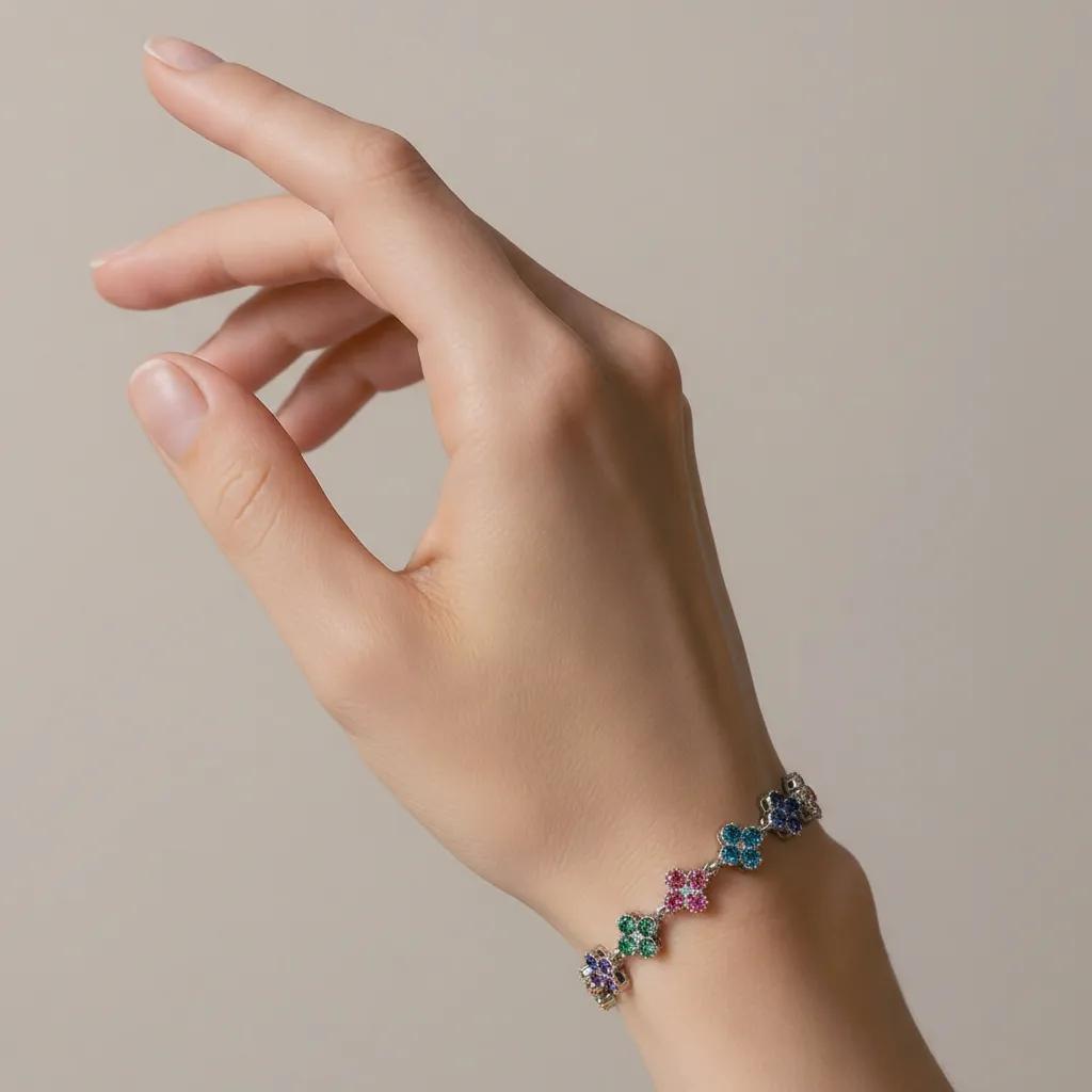 Brazalete Plateado Arcoíris Brillante