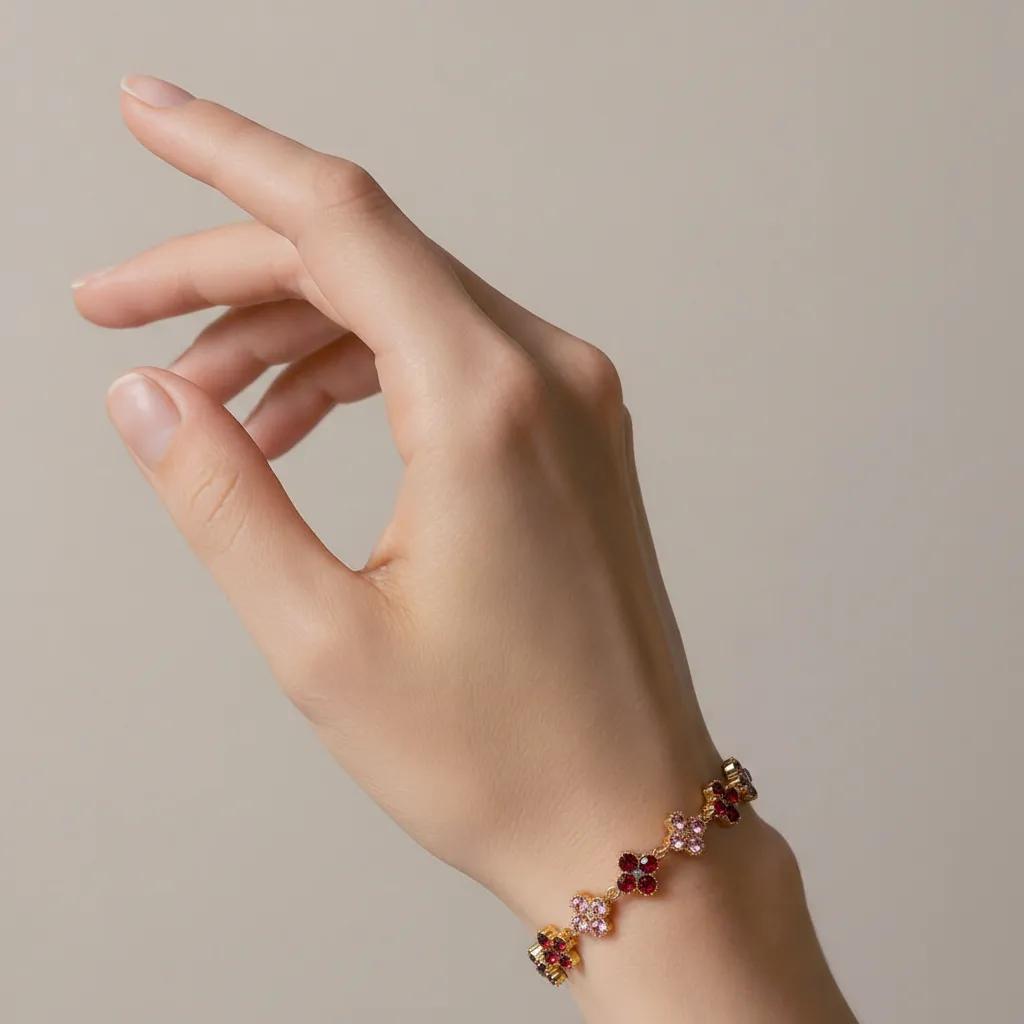 Bracciale Golden Ruby & Rose Crystal