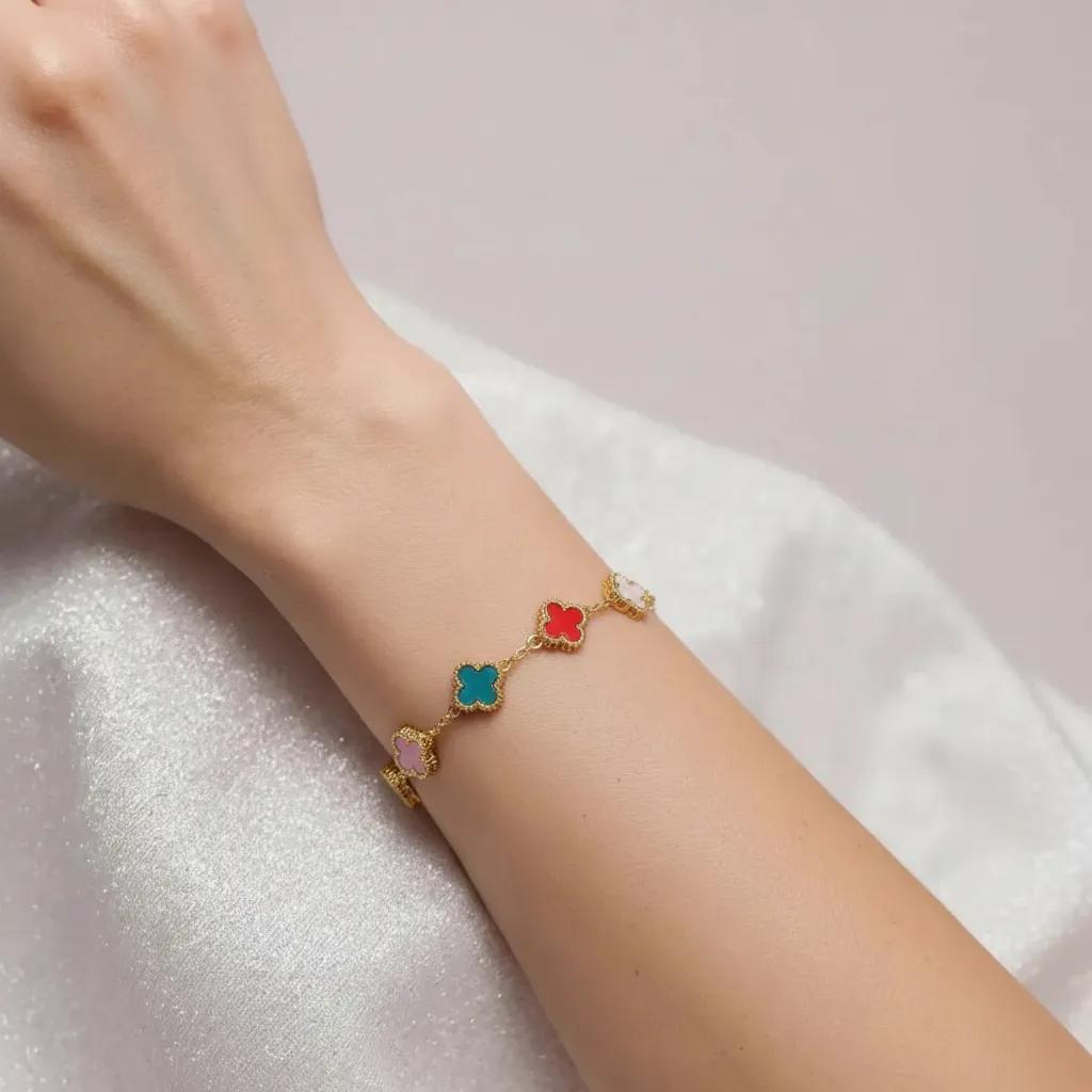 Bracciale Quadrifoglio Multicolor Gold