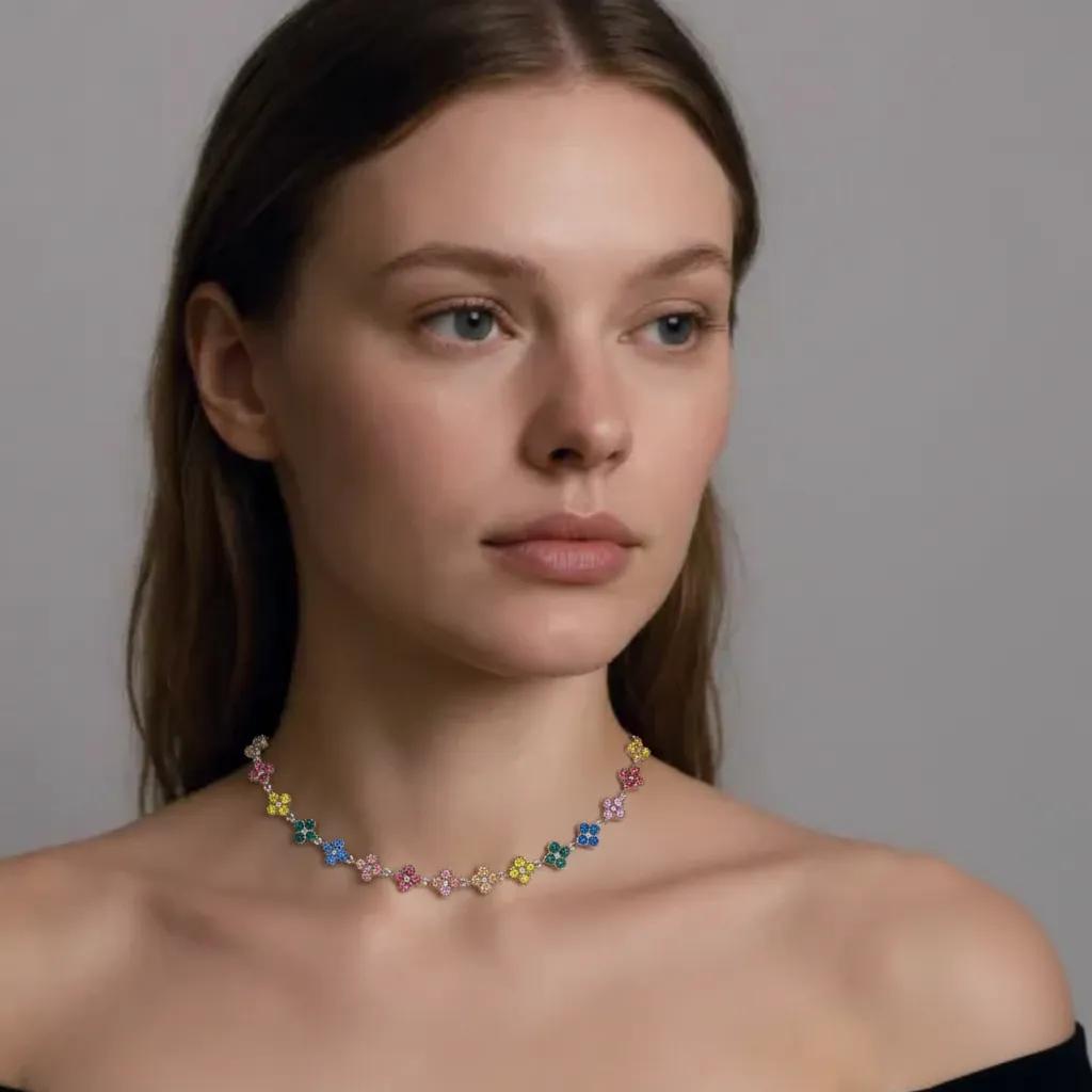 Collar Serin de plata multicolor