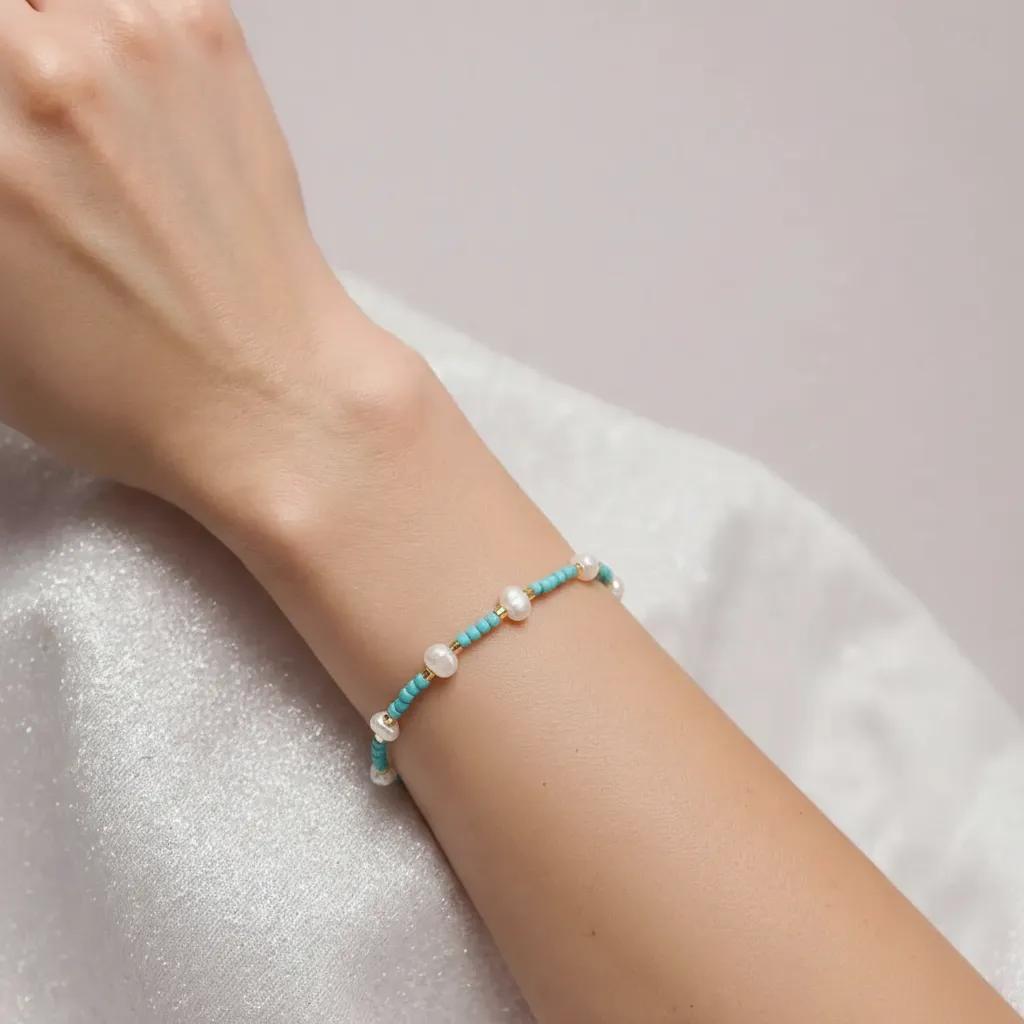 Brazalete Perla Marina Turquesa