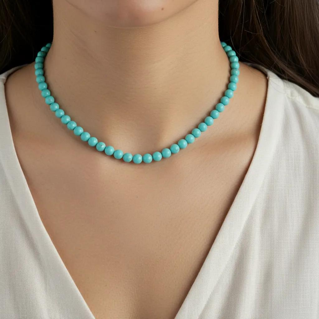 Collar de perlas turquesas