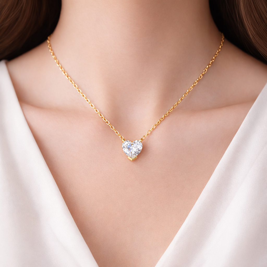 Collar de corazón dorado