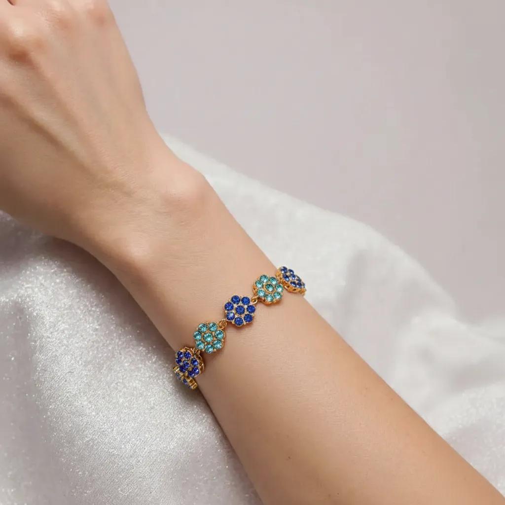 Bracciale Golden Azure & Sapphire Crystal Flower