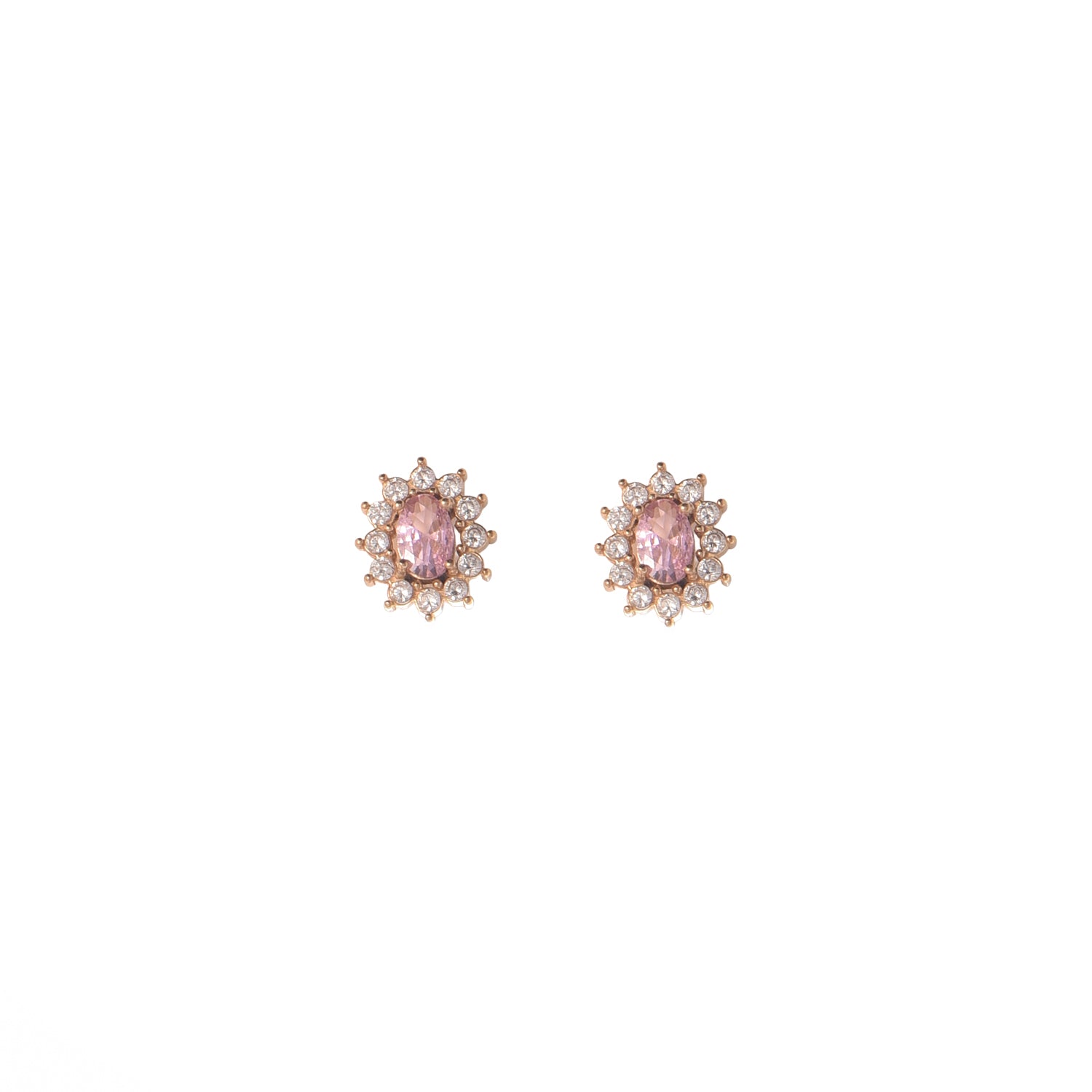 Gold Bria Pink Stone Earrings