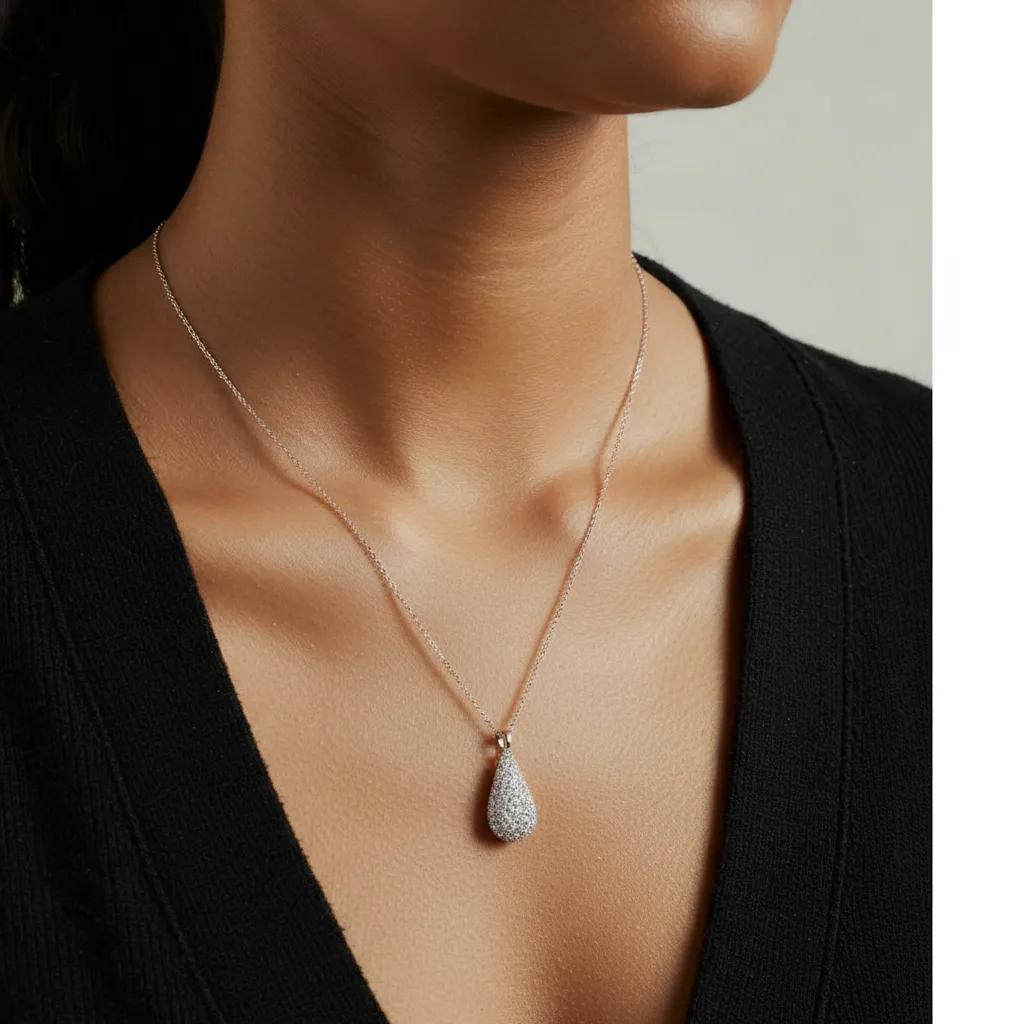 Collar de gota de plata pura