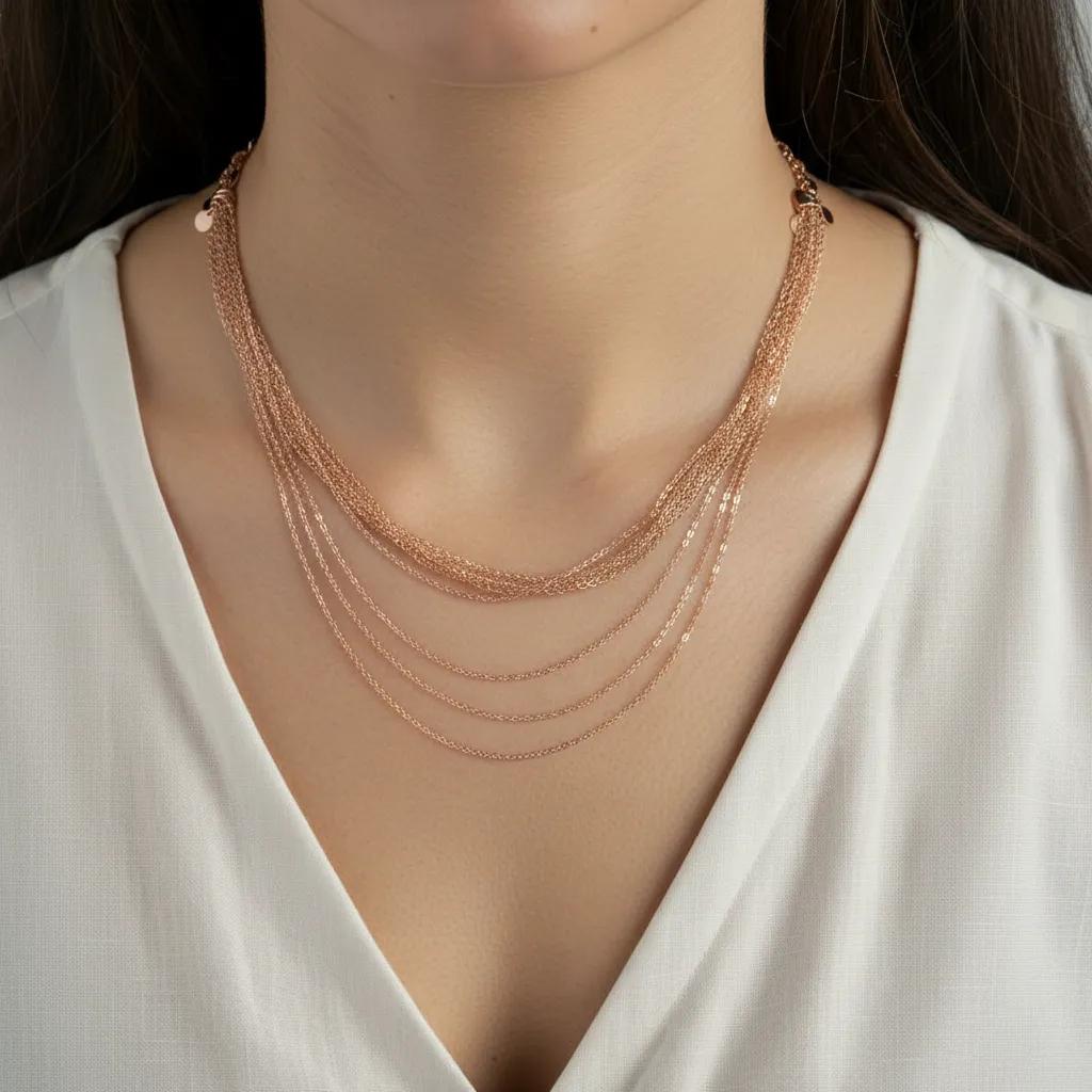 Cadena en cascada de oro rosa
