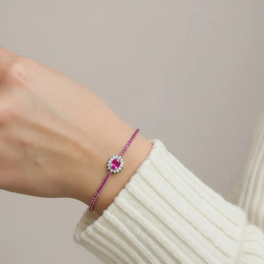 Bracciale Golden Majestic Blue Crystal Tennis