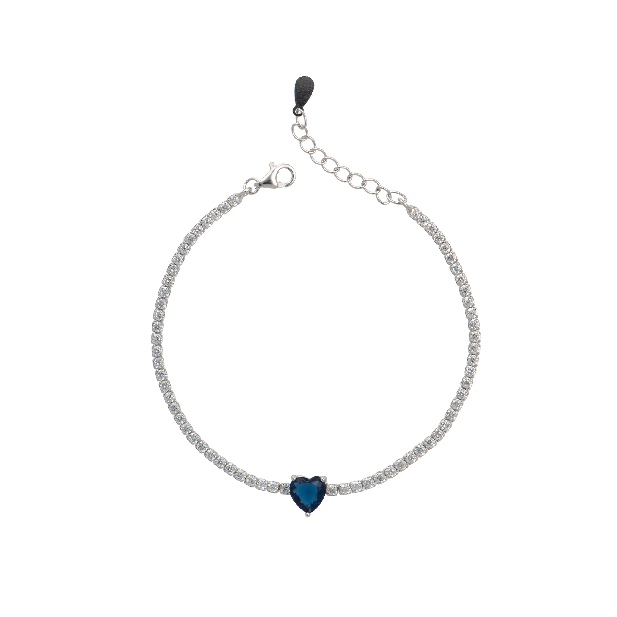 Bracciale Tennis Silver Heart Sapphire