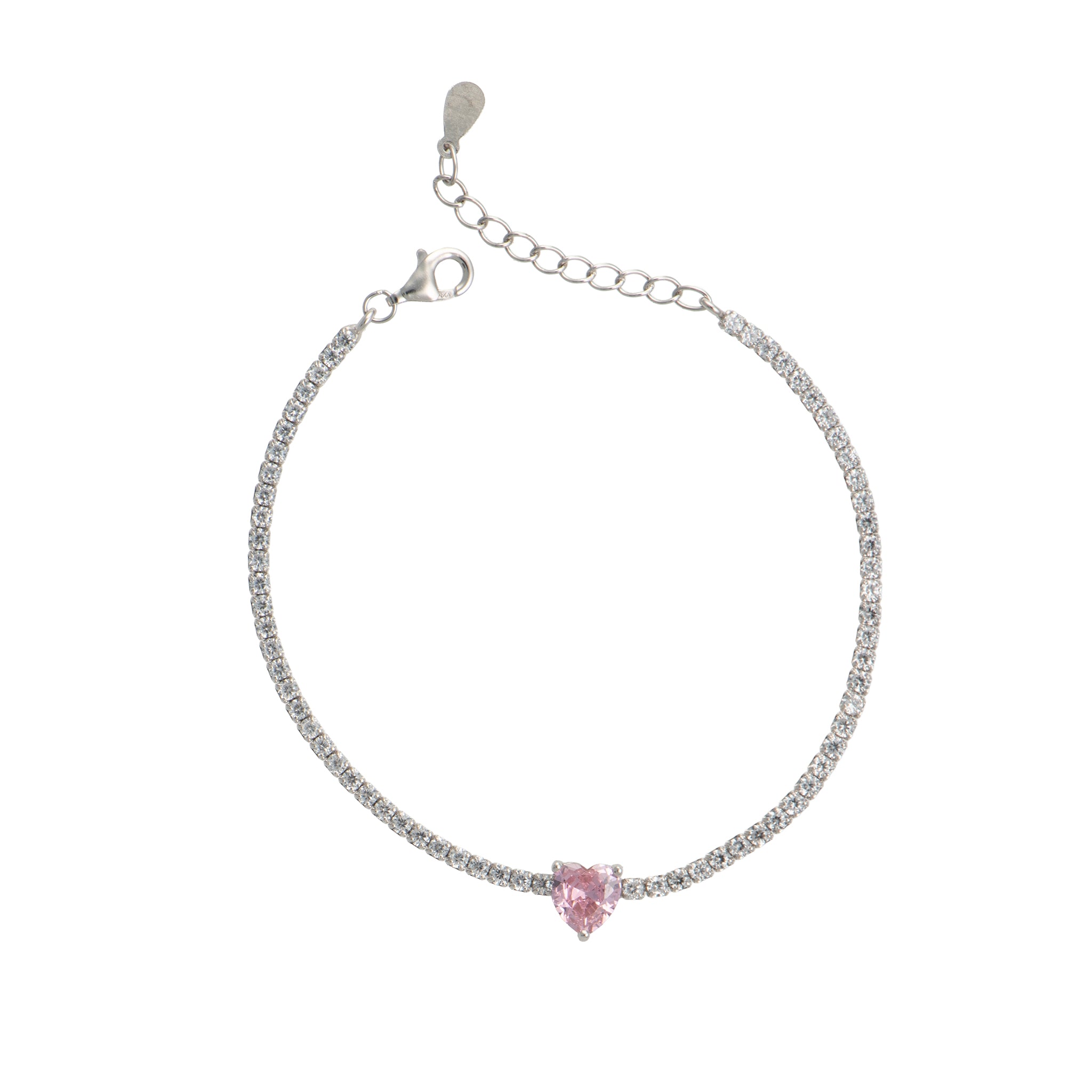 Bracciale Tennis Silver Little Heart Pink