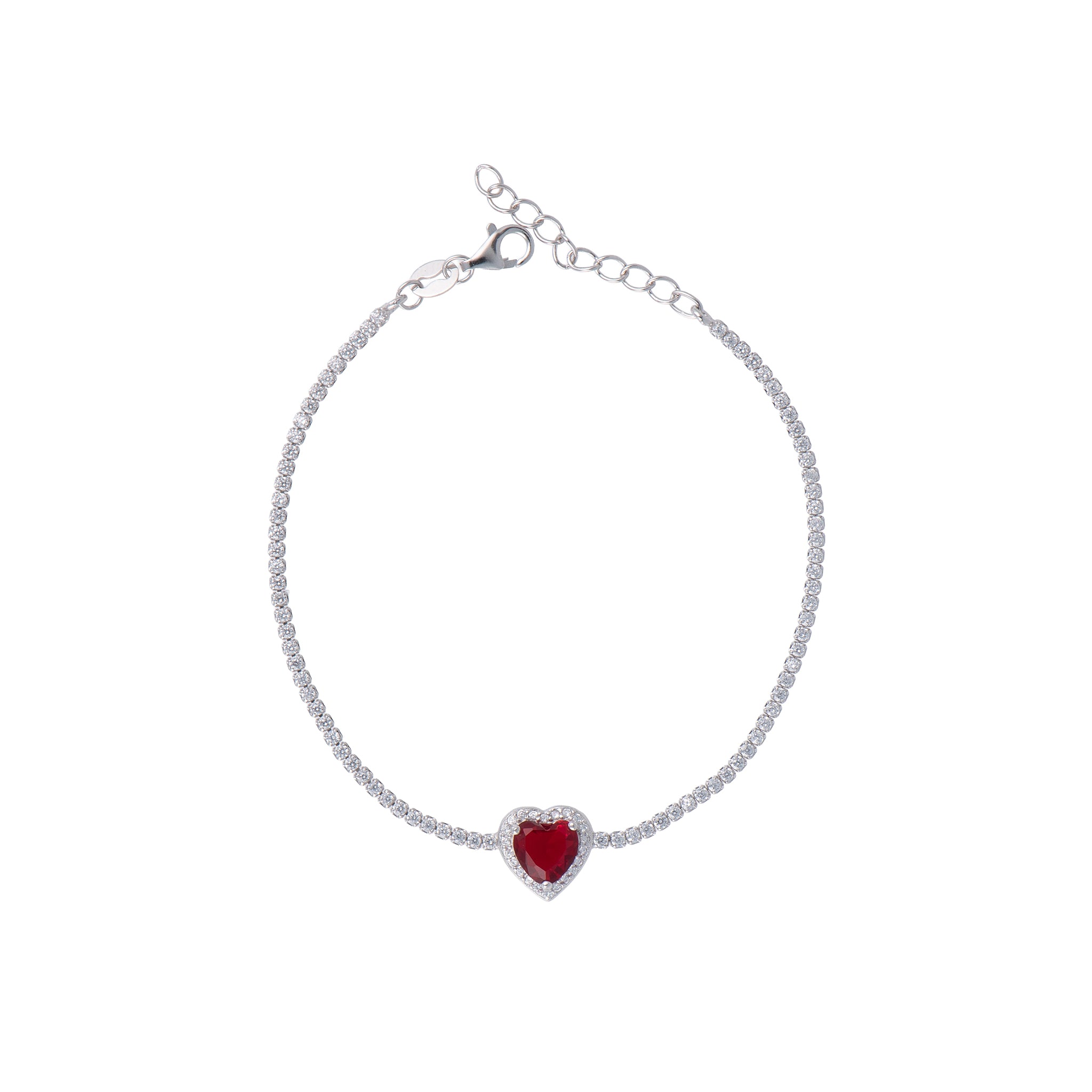 Bracciale Tennis Heart Ruby Red