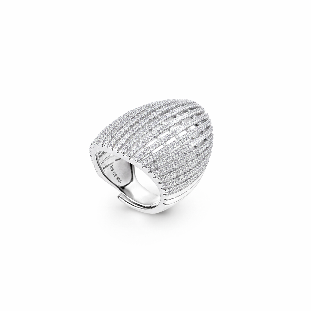 Anello Silber Gerippte Kuppel