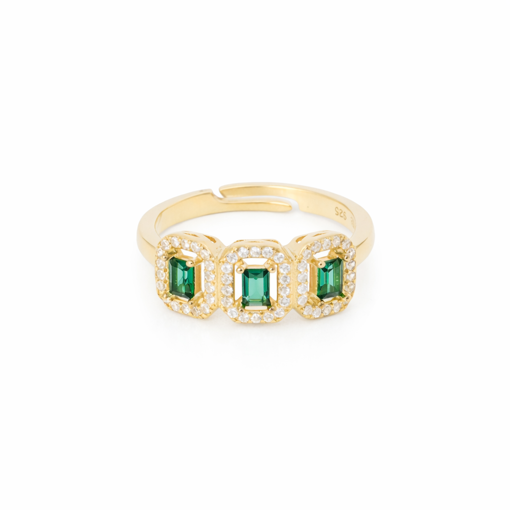 Anillo Trilogía Oro Esmeralda