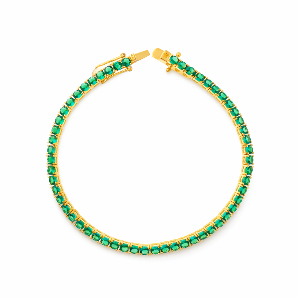 Pulsera Esmeralda Tenis Brillo