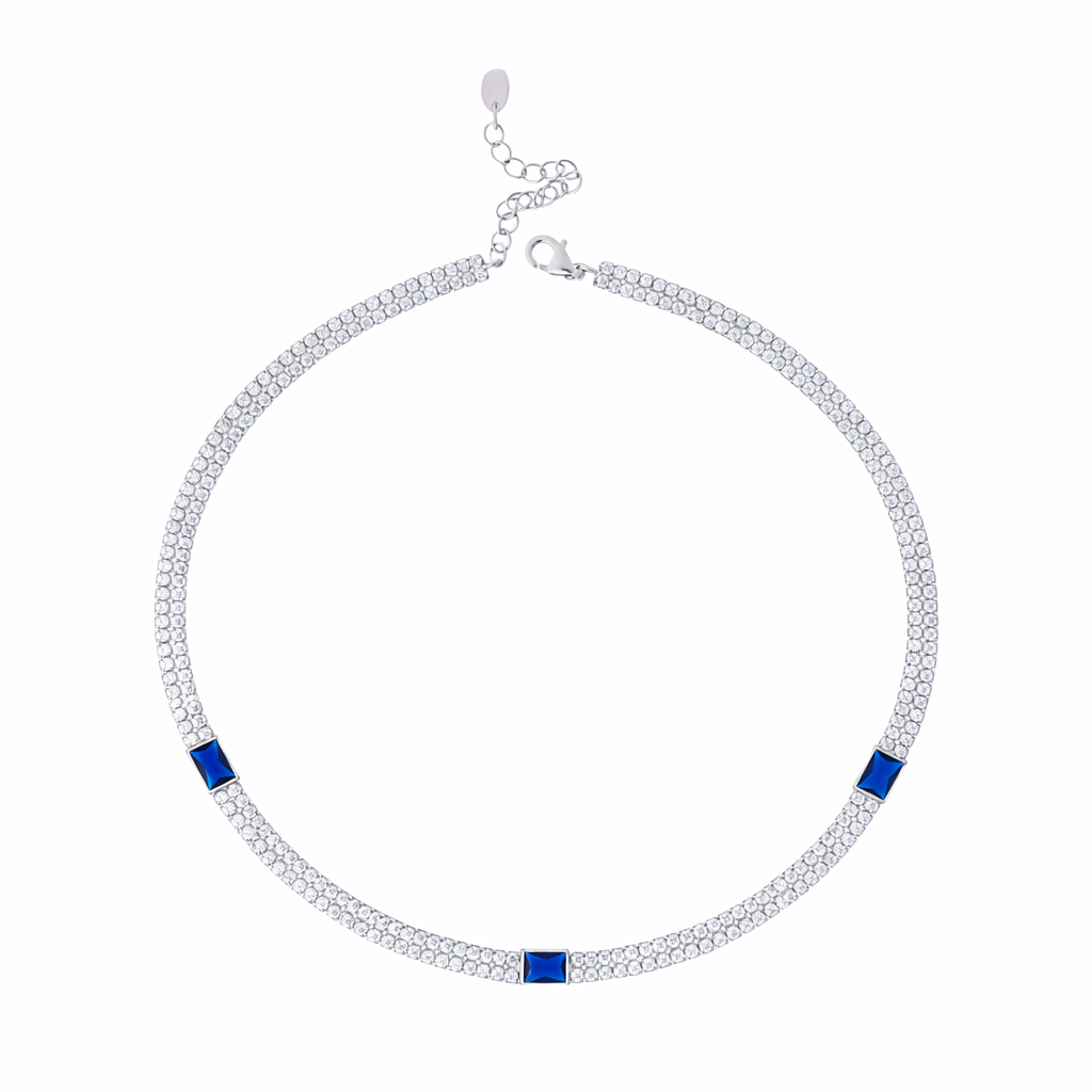 Collana Sapphire Square Silver