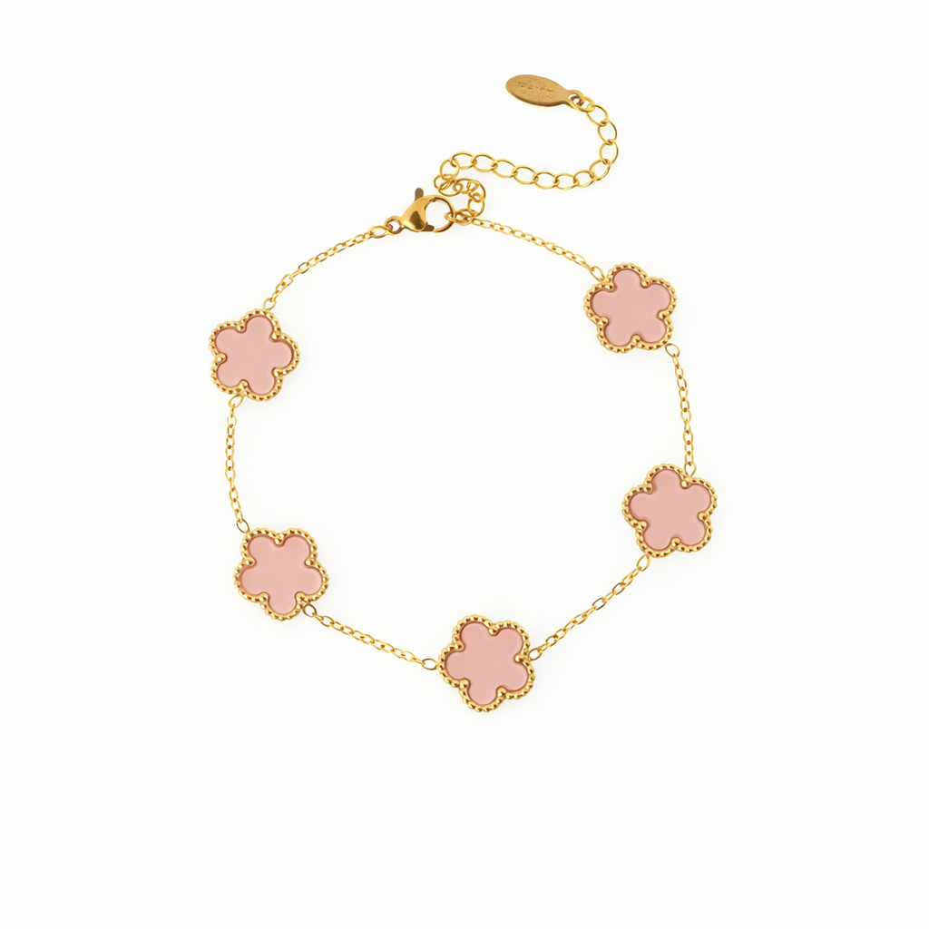 Four-Leaf Clover Bracelet Pink