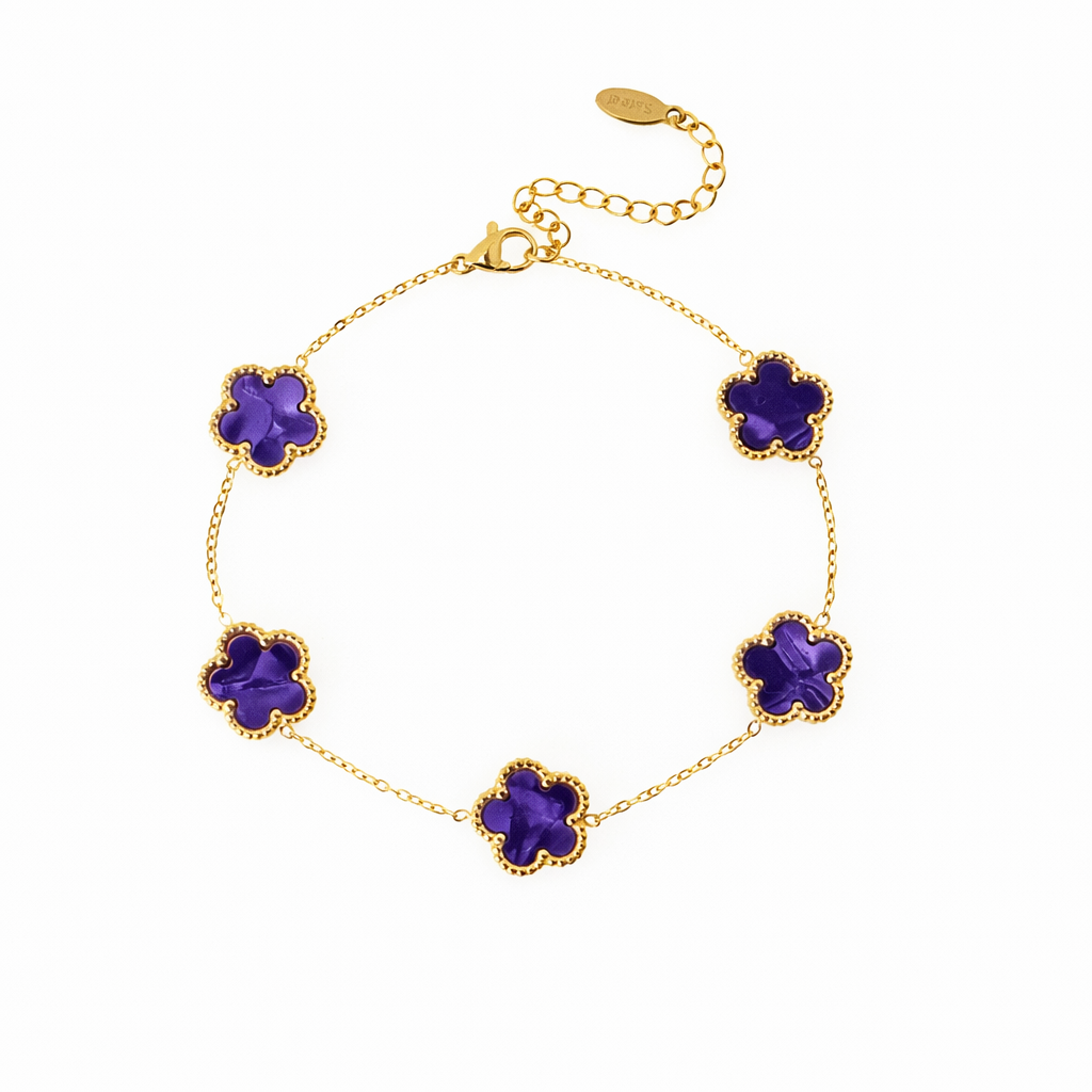 Four-Leaf Clover Bracelet Purple Gold